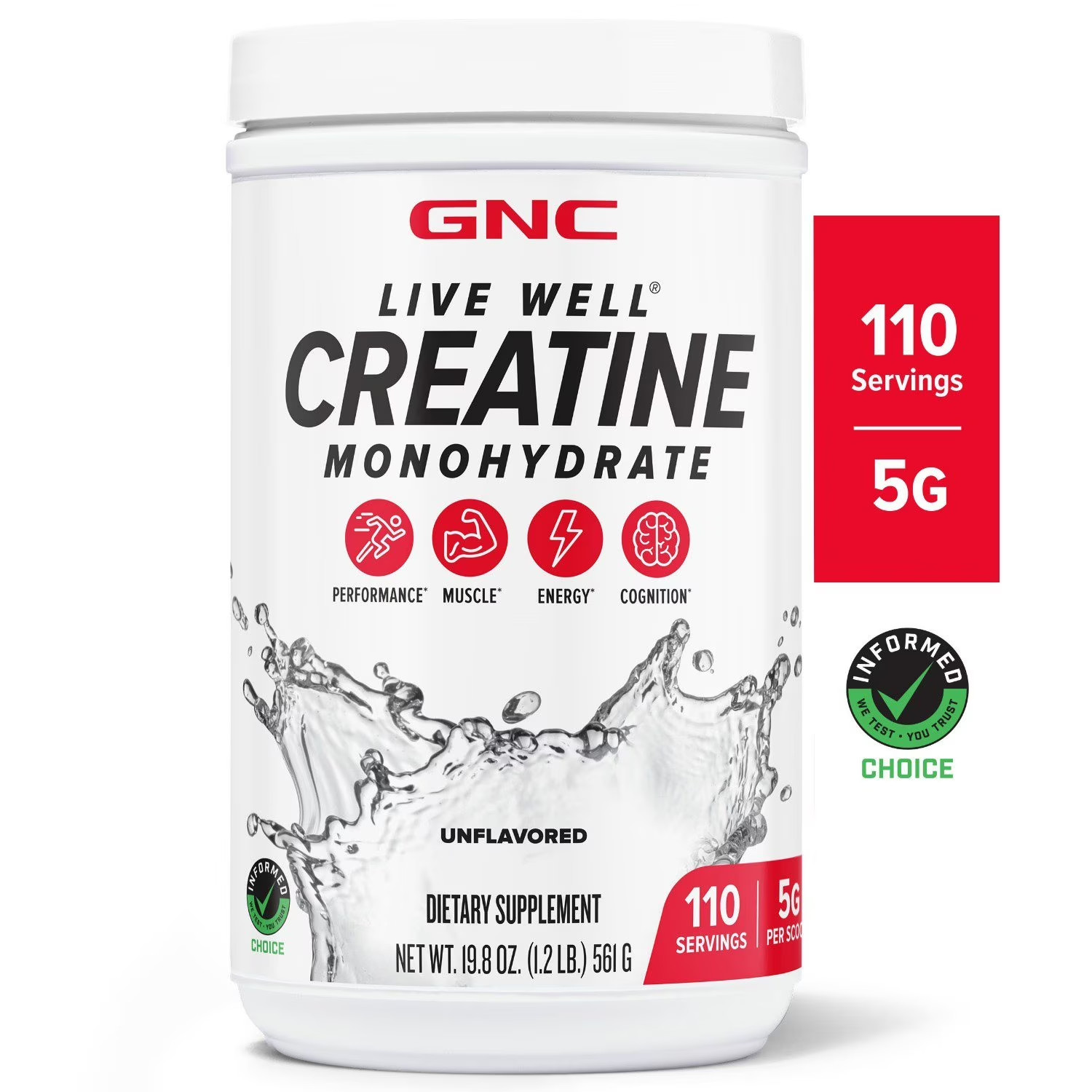 GNC Live Well Creatine Monohydrate, 1.2 lbs. FREE SHIPPING!!! LIMITED OFFER!!!