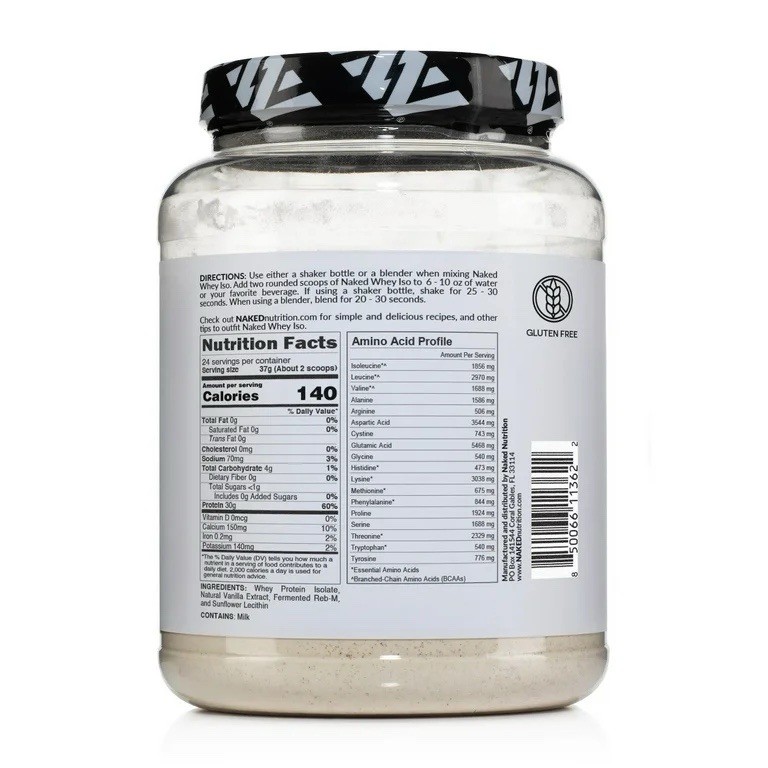 Naked Vanilla Whey Isolate Protein, Grass-Fed, 24 Servings