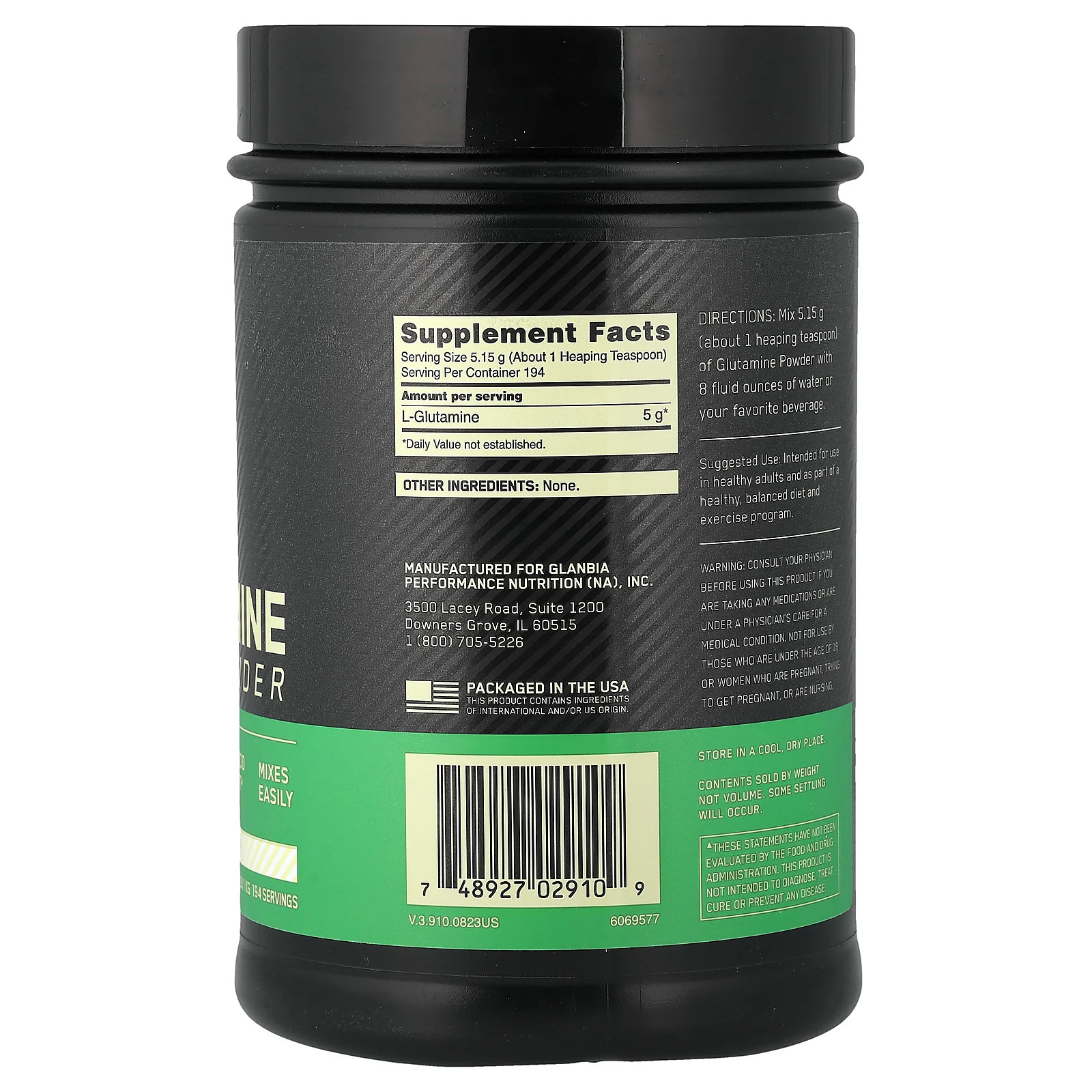 Glutamine Powder, Unflavored, 2.2 lbs (1 kg)