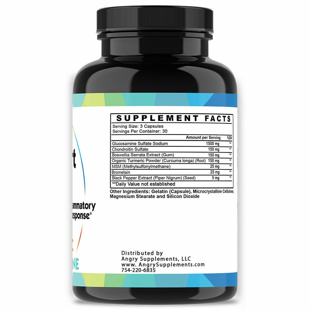 Angry Supplements Joint Support Turmeric Glucosamine Anti Inflammatory Mobility