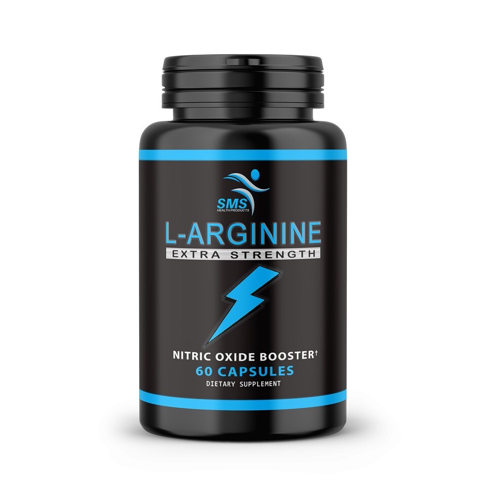 L-Arginine 1,000 MG Extra Strong Nitric Oxide & Circulation Boost 120 Ct By SMS