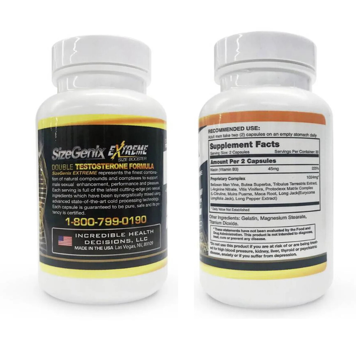 SizeGenix Men’s Health Supplement 1 Month Supply Boost Energy US Shipping – New