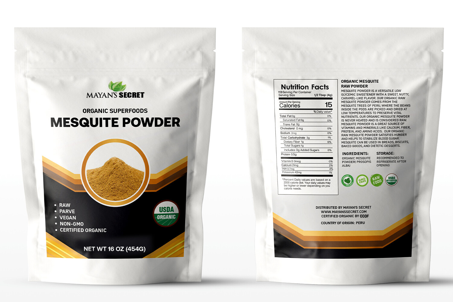 Mesquite Powder USDA Certified Organic Non GMO, Vegan Protein Superfood Natural