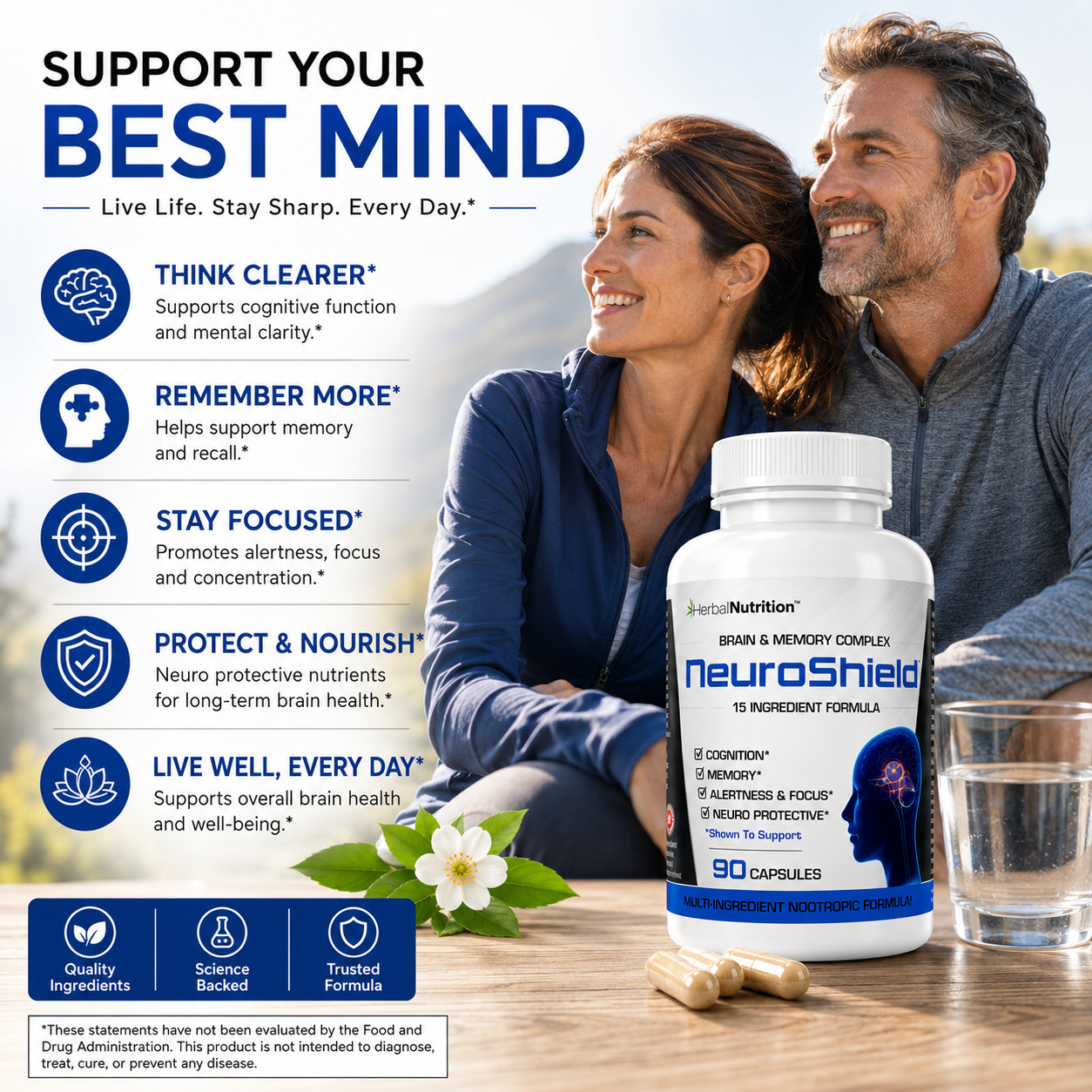 Brain Booster Supplement Memory, Focus, Bacopa, Huperzine & More 90 Caps 3 Pack