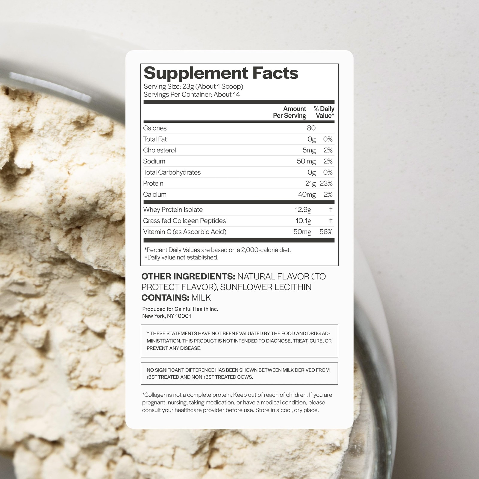 Gainful Collagen Whey Protein Powder, 21g Protein, Unflavored, Muscle & Joint