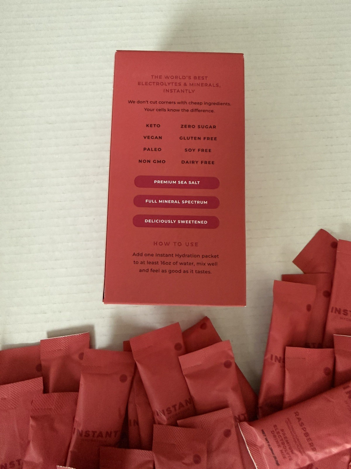 Instant Hydration Premium Electrolyte Drink Mix – Raspberry – 50 Packets