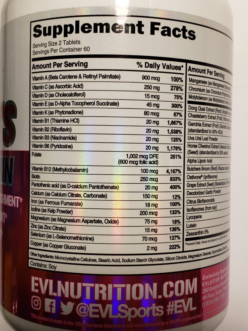 Evlution Nutrition WOMENS MULTIVITAMIN – 120 Tablets / 60 Servings – Exp 4/2027