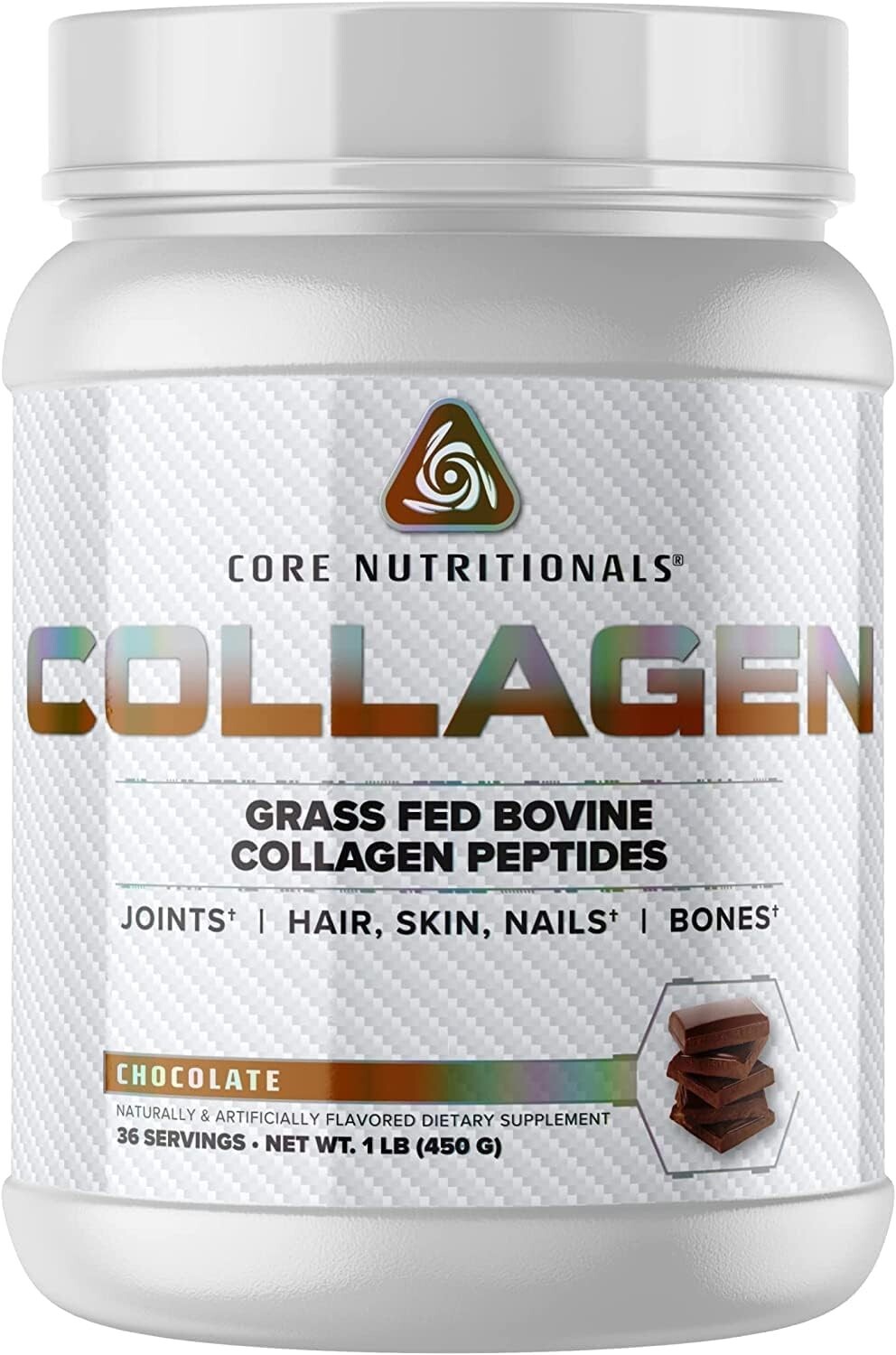 Core Nutritionals Collagen, Grass Fed Bovine Collagen Peptides – 35 Ser – Choc