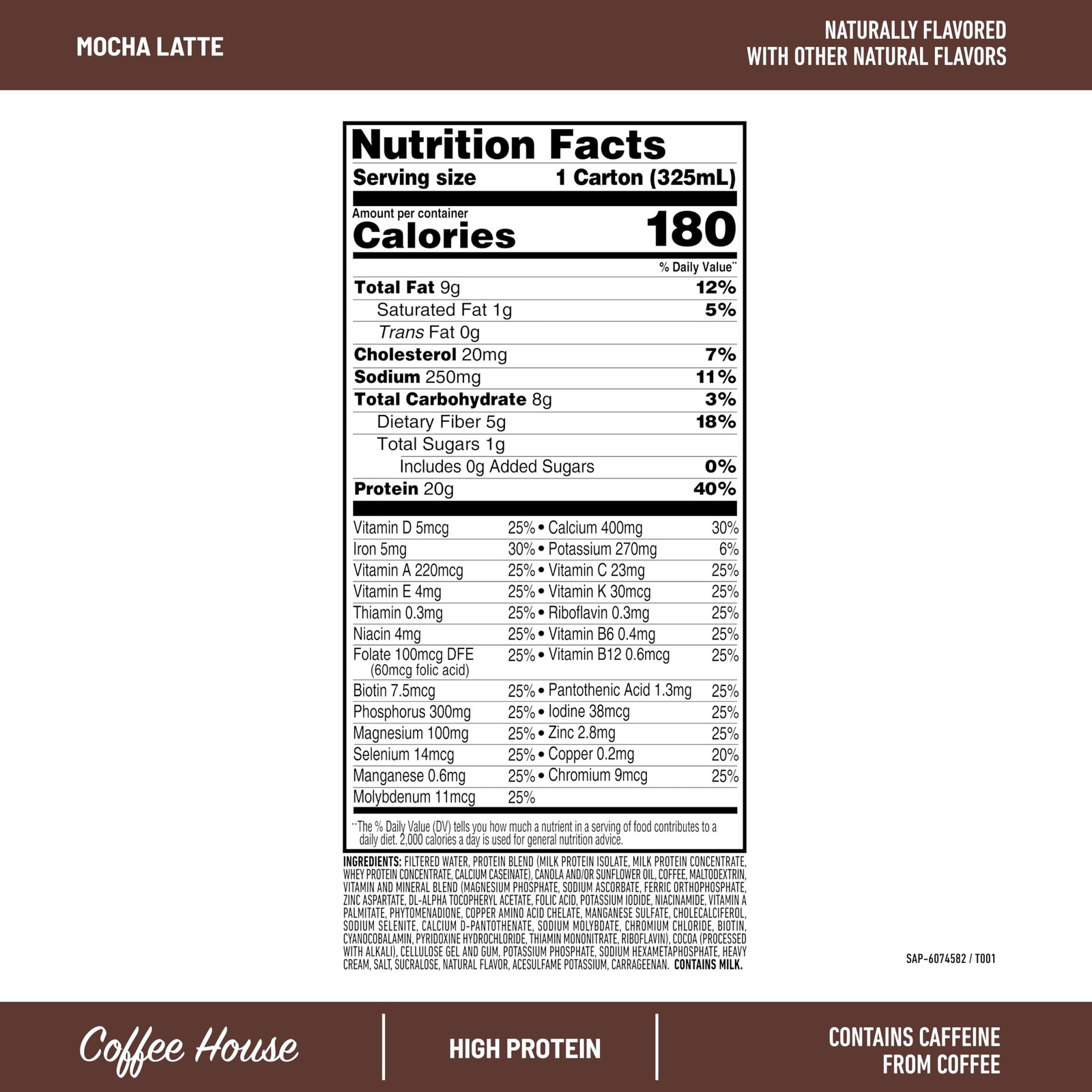 Slimfast Protein Shake Mocha Latte- 20G Protein Meal Replacement Shake Ready To