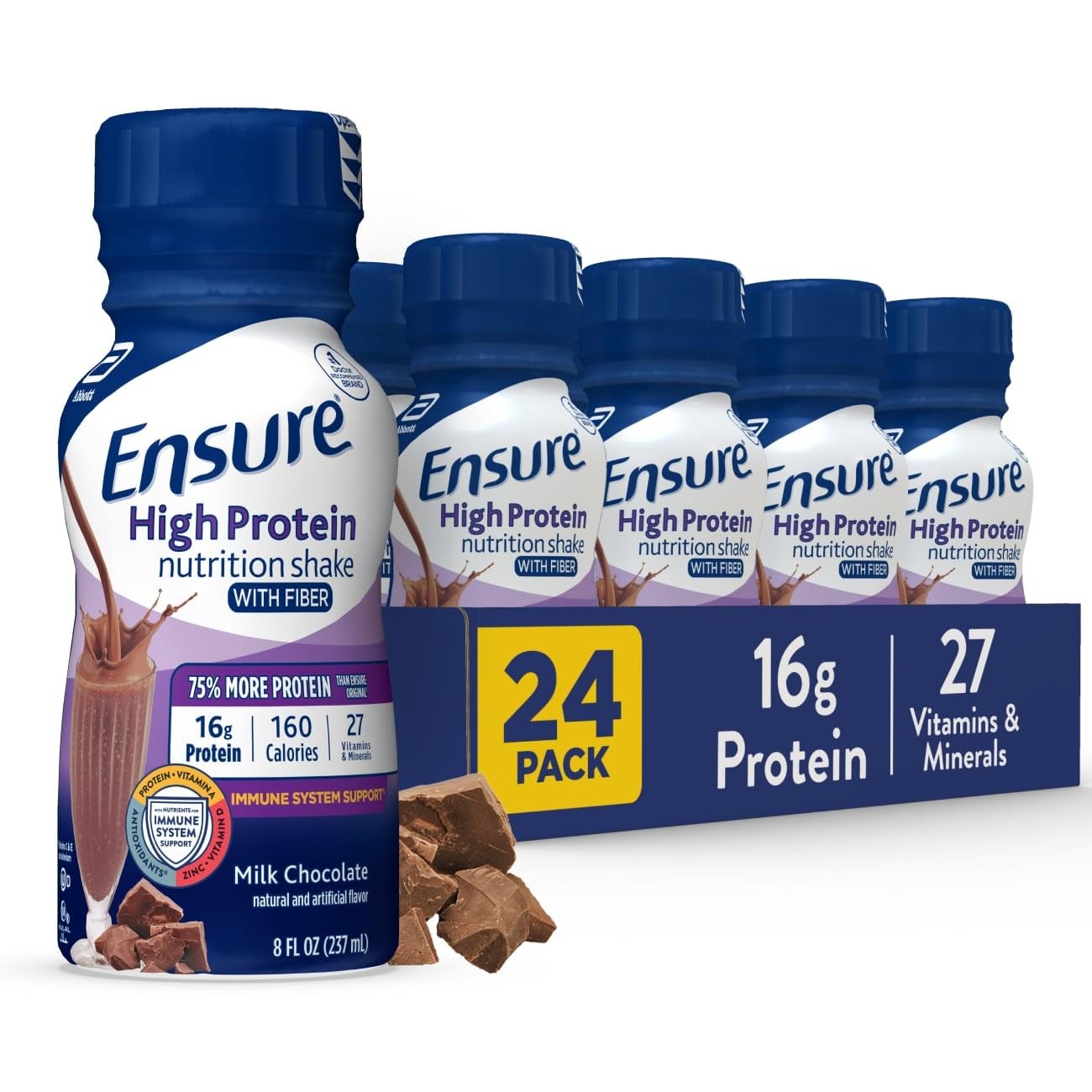 Ensure High Protein Bottled Milk Chocolate Nutrition Shake Fiber Ready To Drink