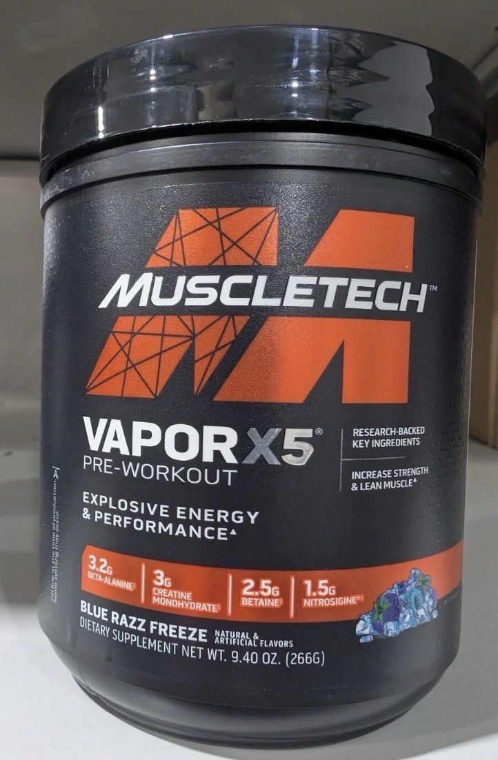 MuscleTech Vapor X5 Blue Razz Freeze Pre Workout Powder *EXP 07/2027