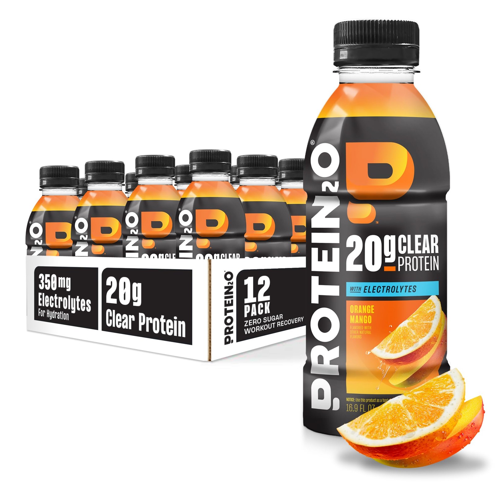 Protein2o Hydration Drink – 2-in-1 Liquid Clear Whey 16.9 Fl Oz (Pack of 12)