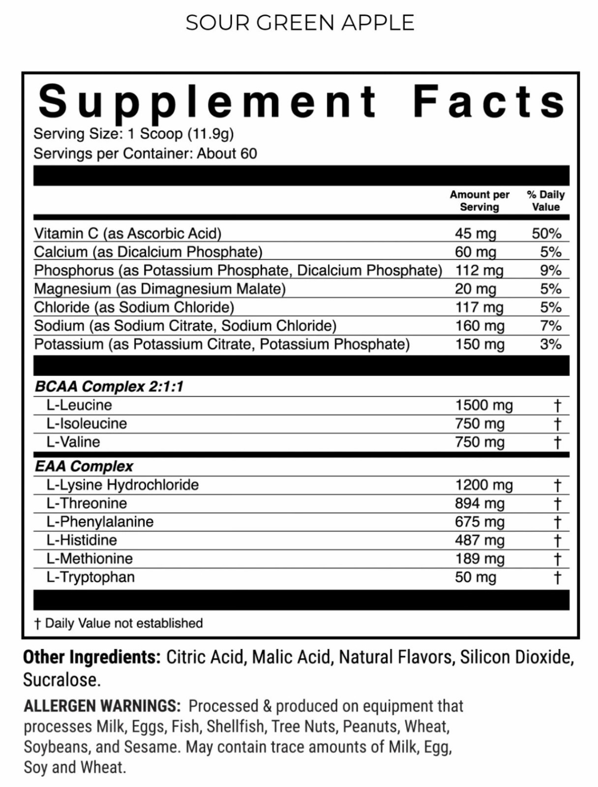 1st Phorm EAA Essential Amino Acids Sour Green Apple 60 Servings Sealed New