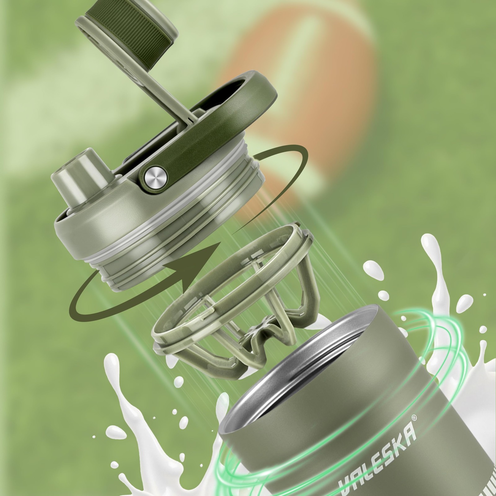 Valeska Shaker Bottle For Protein Mixes Insulated Stainless Steel Protein
