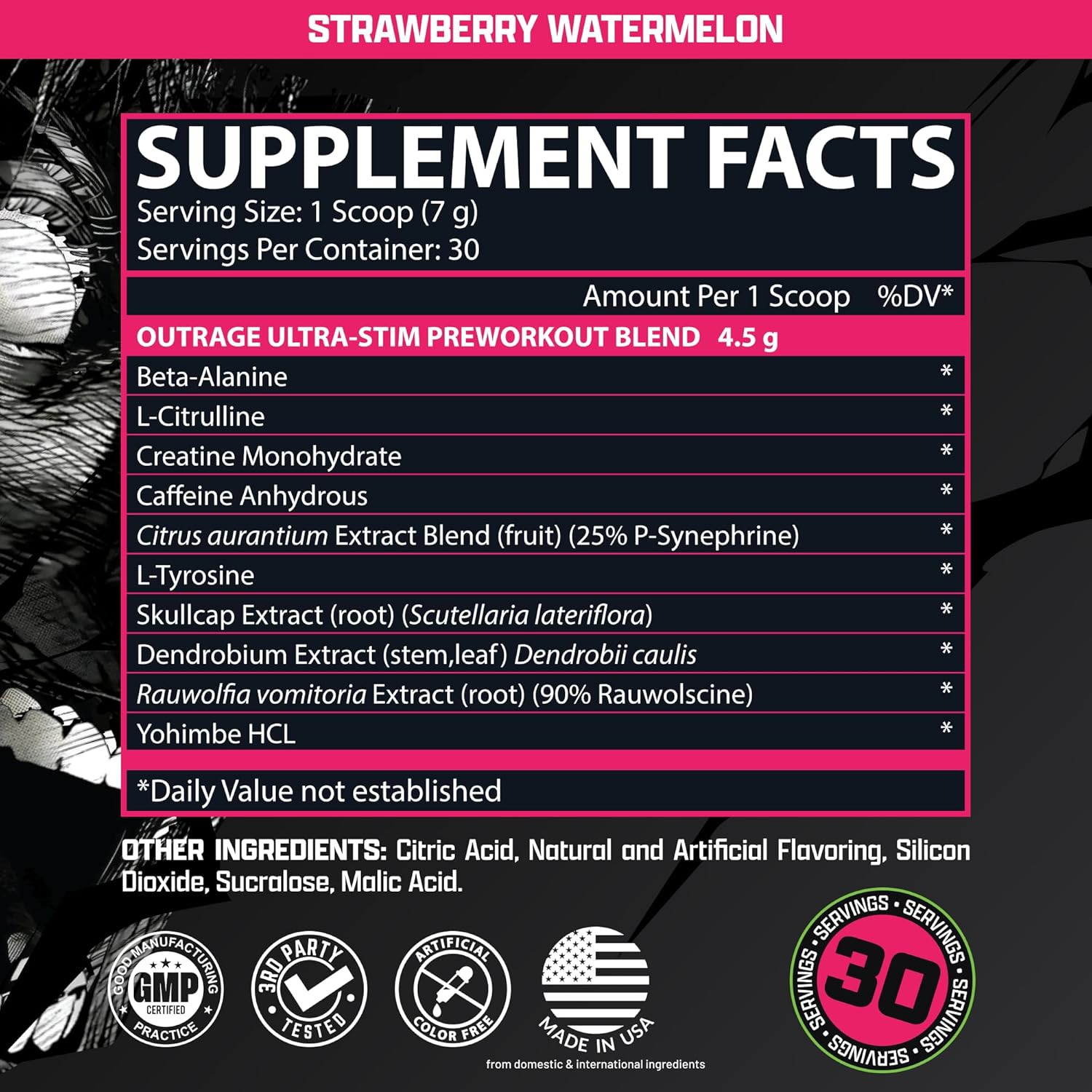 Outrage Ultra HIGH STIM Pre-Workout Powder for Men | 400Mg Caffeine, L-Citrullin
