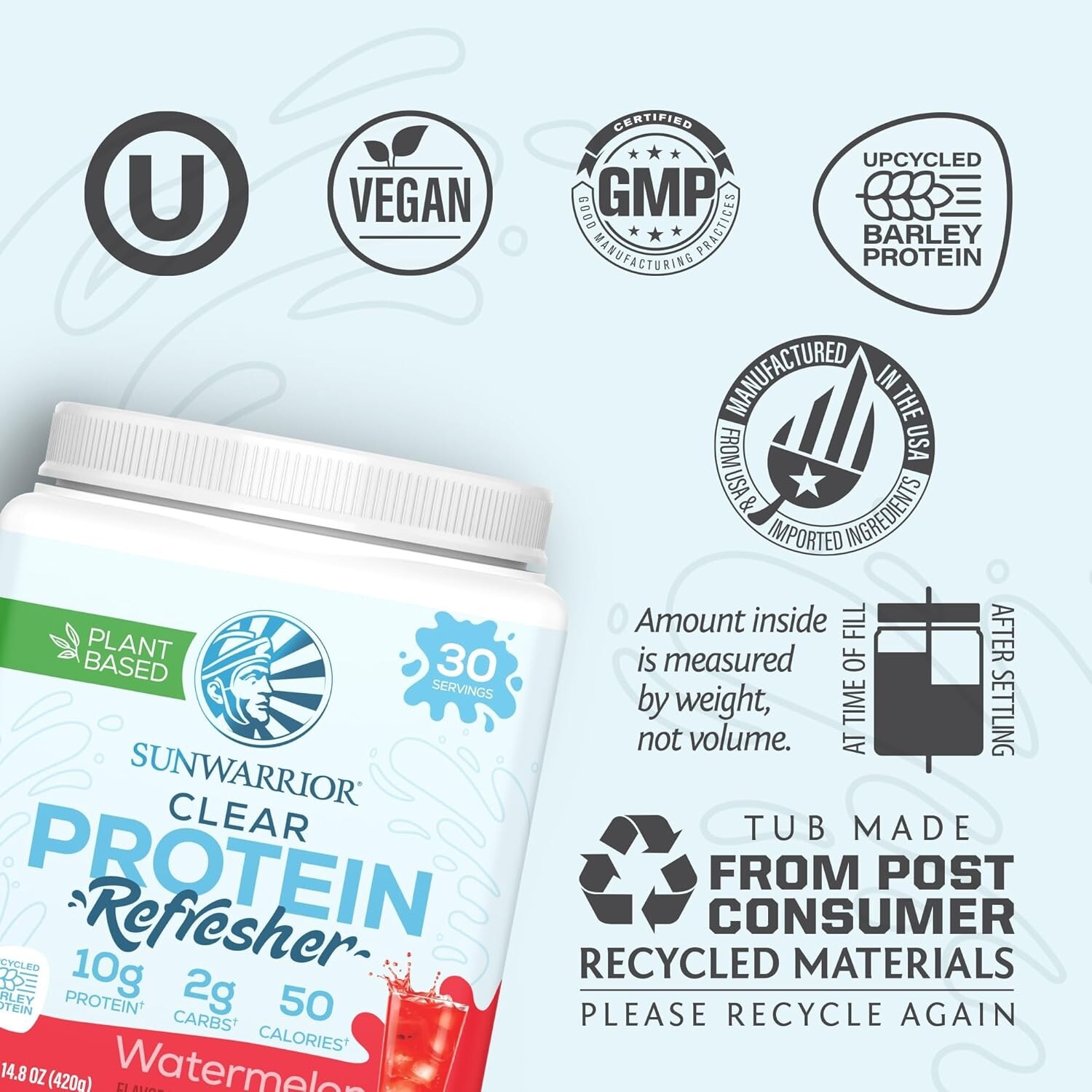 Sunwarrior Clear Protein Powder Plant-Based Water Mix, Vegan and Refreshing 420g