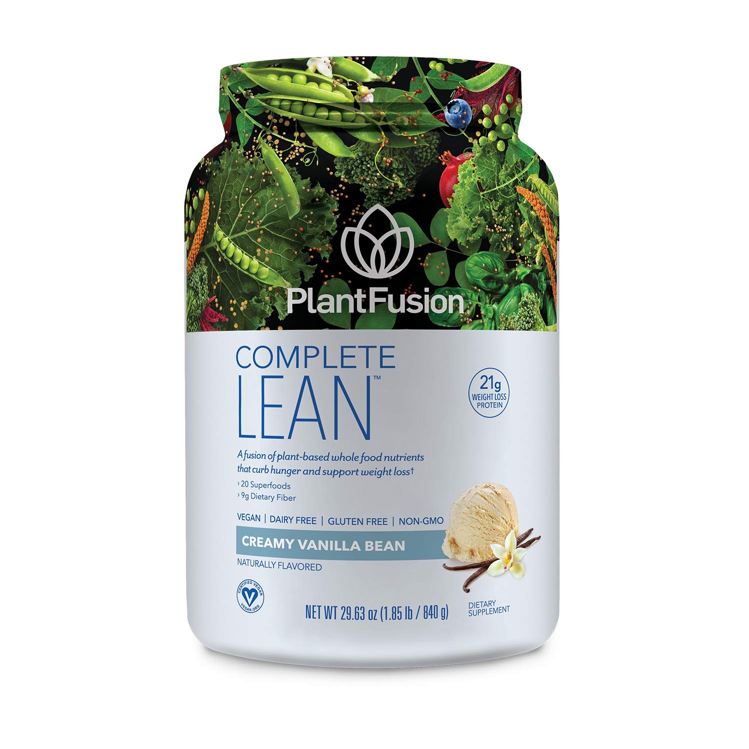 PlantFusion Complete Lean Plant Based Protein Powder – Prebiotic Fiber, Superfoo
