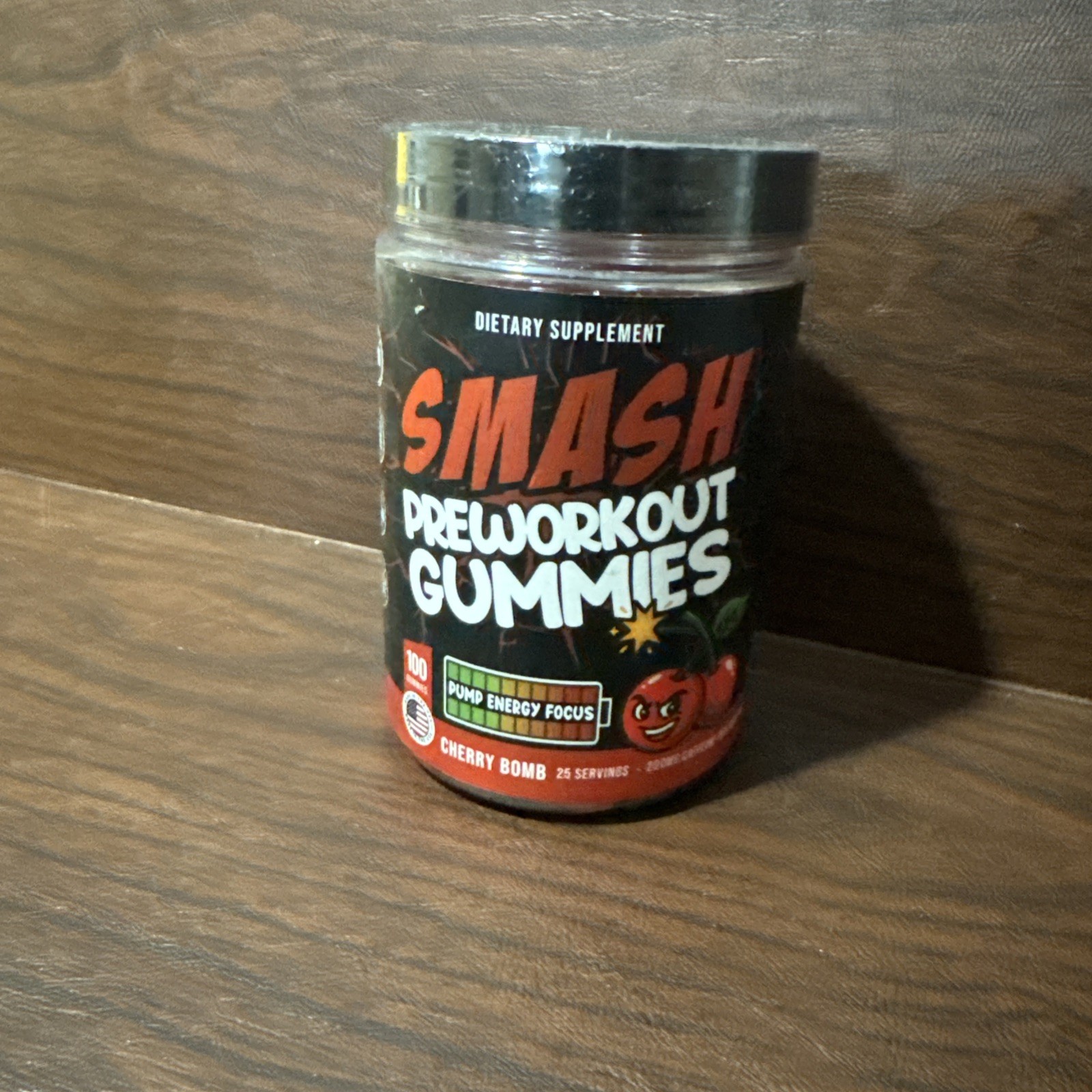 Smash Pre Workout Gummies Cherry Bomb 25 Servings Seal Pack
