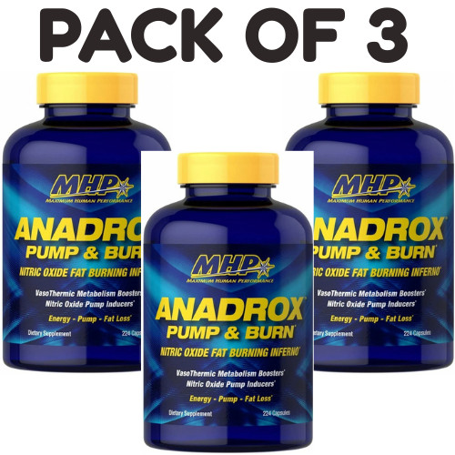MHP Anadrox Nitric Oxide Pump – Fat Burner & Energy – 224 Capsules – Pack of 3