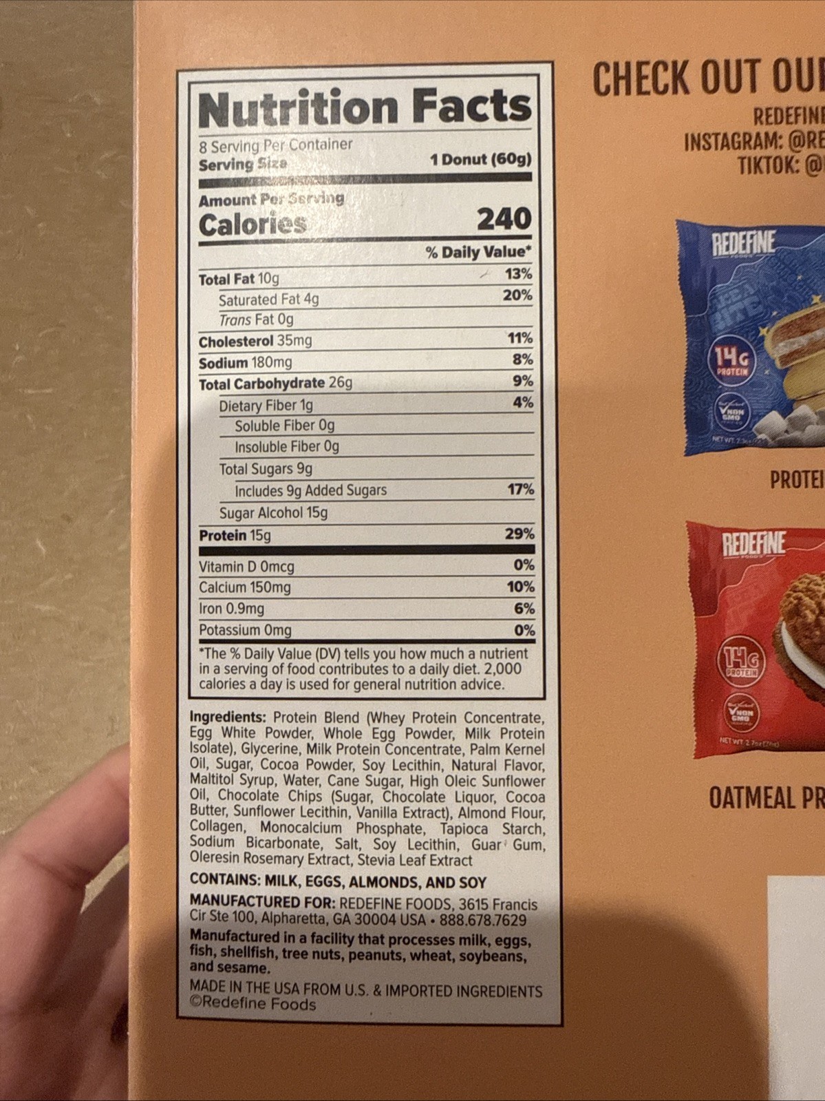 Dippin’ Dots Chocolate Chip Cookie Dough Protein Donut (8 Count) – Redefine Food