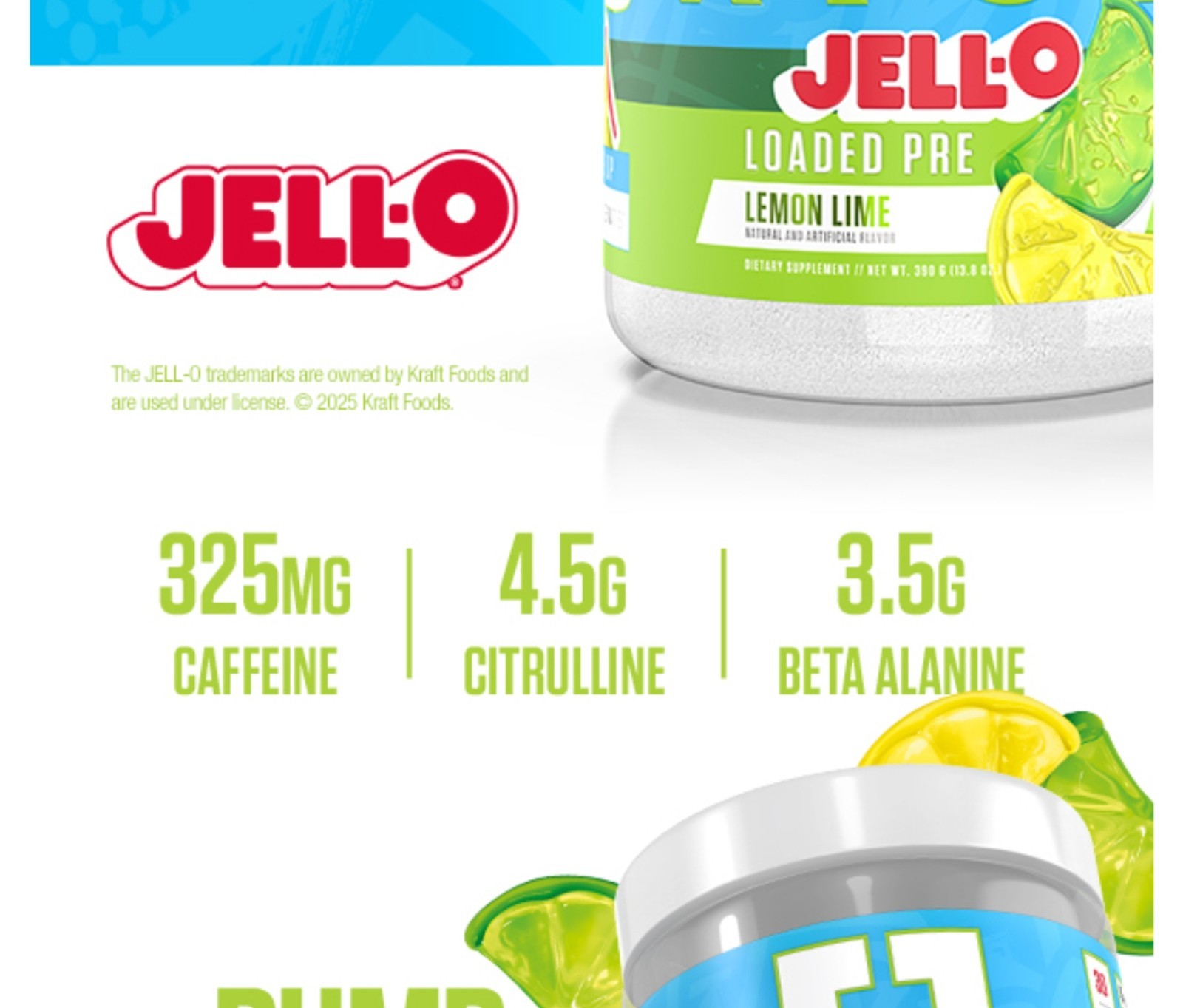 Ryse LOADED PRE 14 oz Size (30 Ser) JELL-O Series Lemon 🍋 Lime Fla BEST BY 9/26