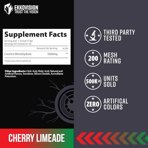 Ekkovision Creatine Monohydrate Powder, Micronized, Cherry Limeade, Pre Workout