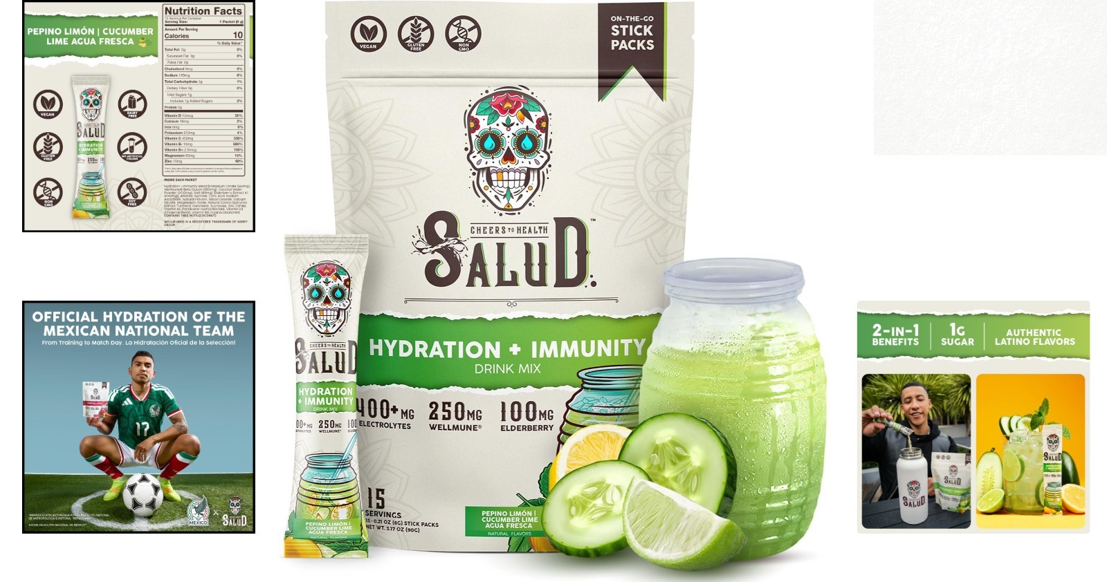 Low Calorie Electrolytes Drink Mix – Salud Cucumber Lime, Dairy Free & Non-GMO