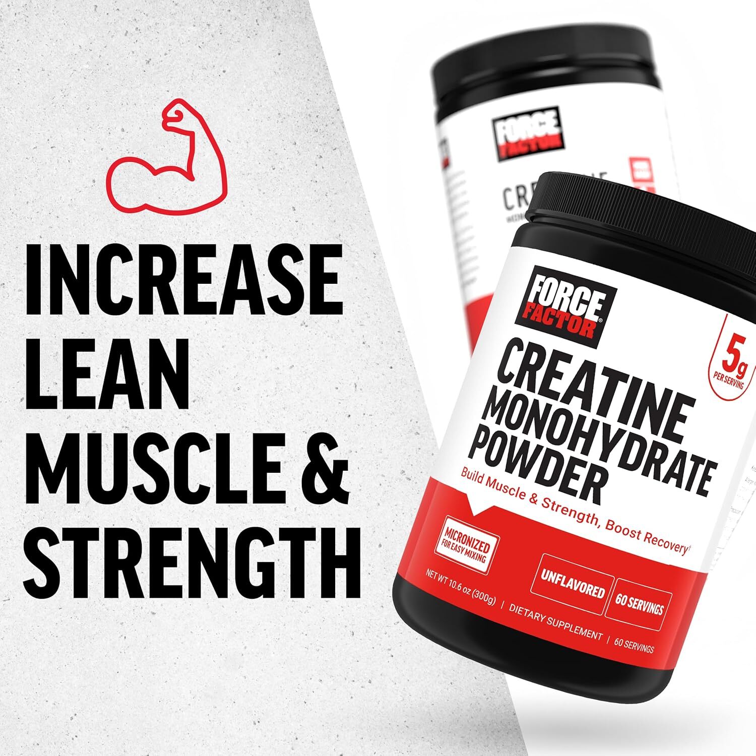 FORCE FACTOR Creatine Monohydrate, Creatine Powder for Muscle Gain, More Strengt