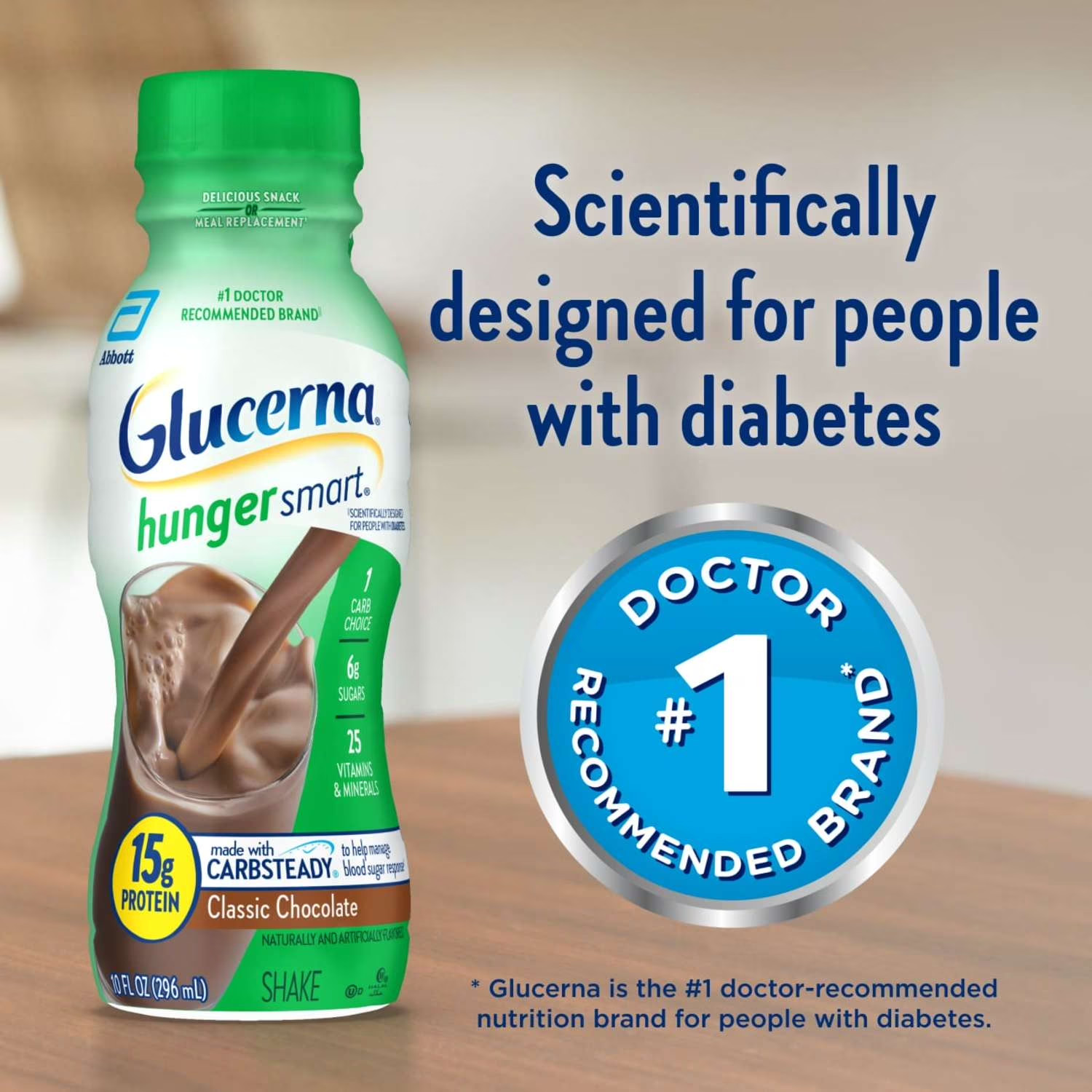 Hunger Smart Diabetic Protein Shake Classic Chocolate 10fl-oz Bottle…….