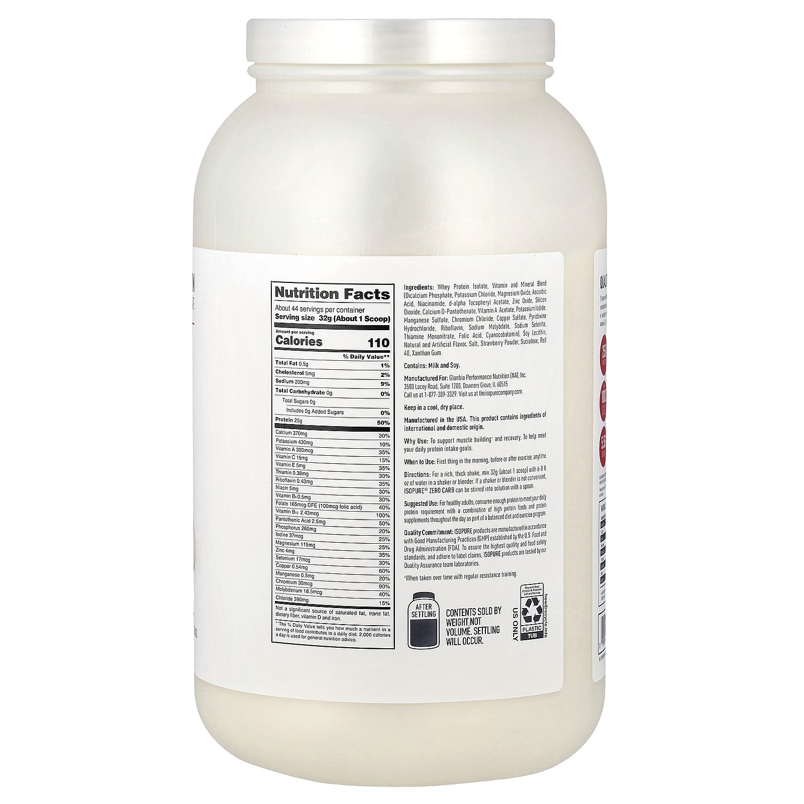 Zero Carb, Protein Powder, Strawberries & Cream, 3 lb (1.36 kg)