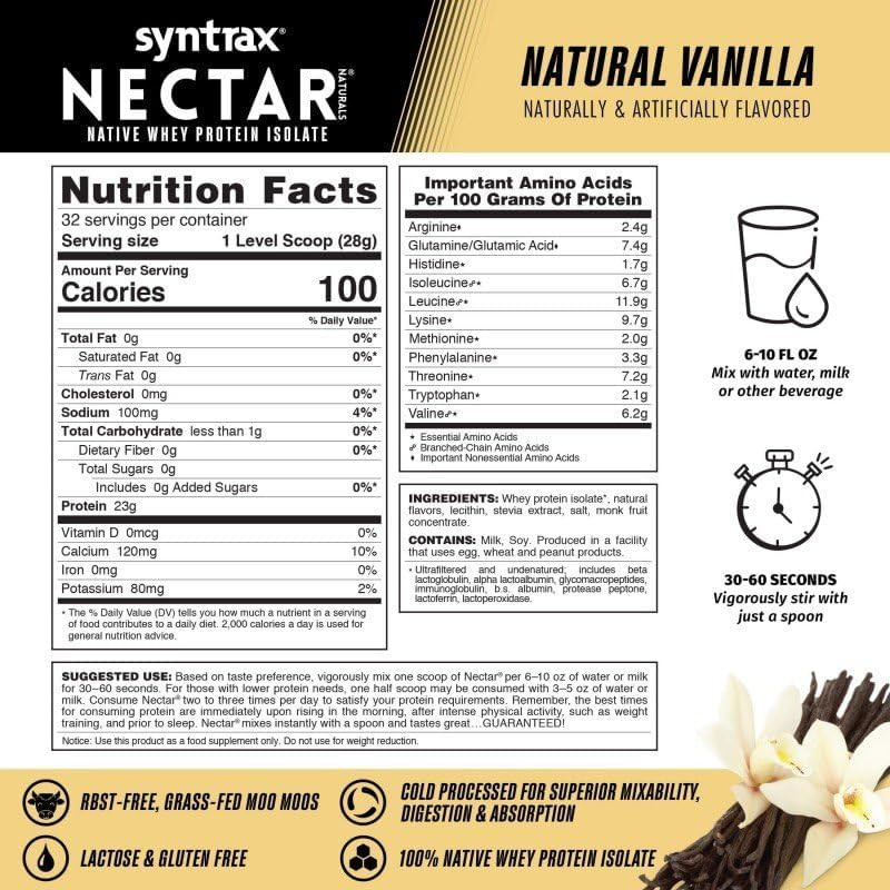 Nectar Naturals, All Natural Whey Protein Isolate, Smooth & Creamy, Natural Vani