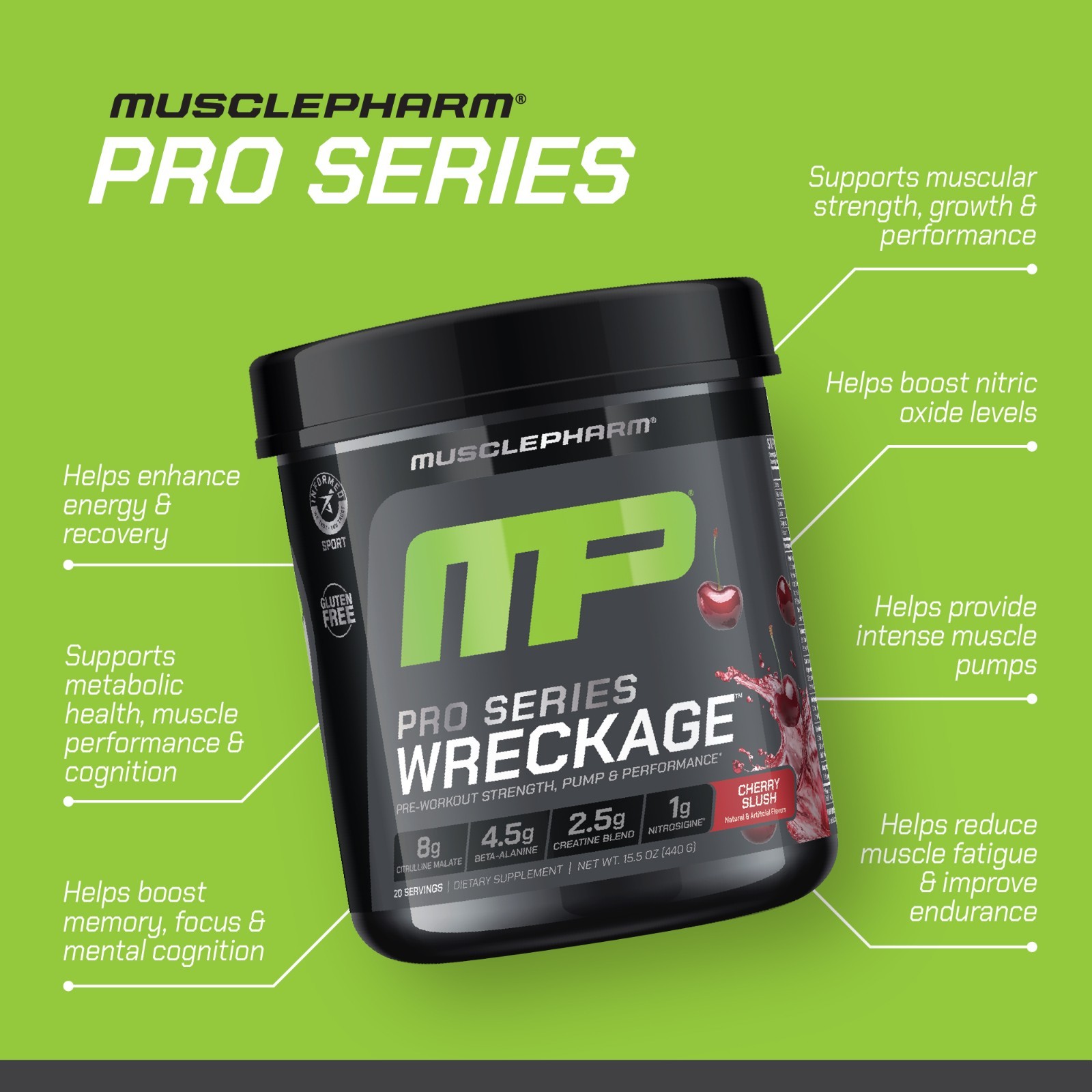 Pro Series Wreckage™, Pre-Workout, Cherry Slush, 15.5 oz (440 g)