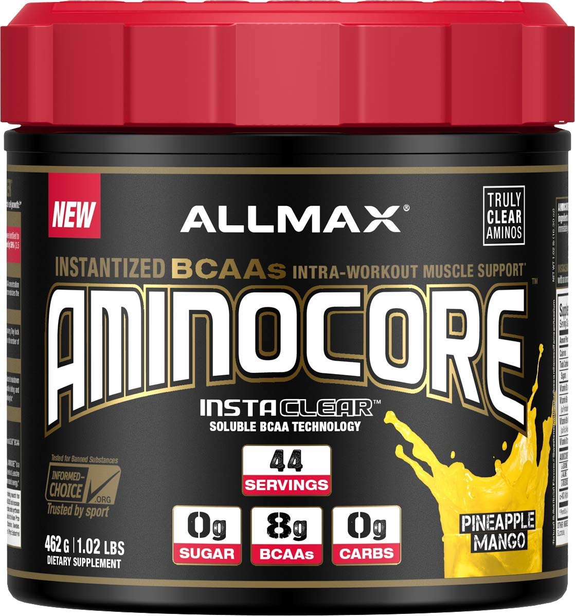AMINOCORE Soluble CLEAR BCAA Technology , 0 sugar, 0 Carbs, 8 Grams BCAA S