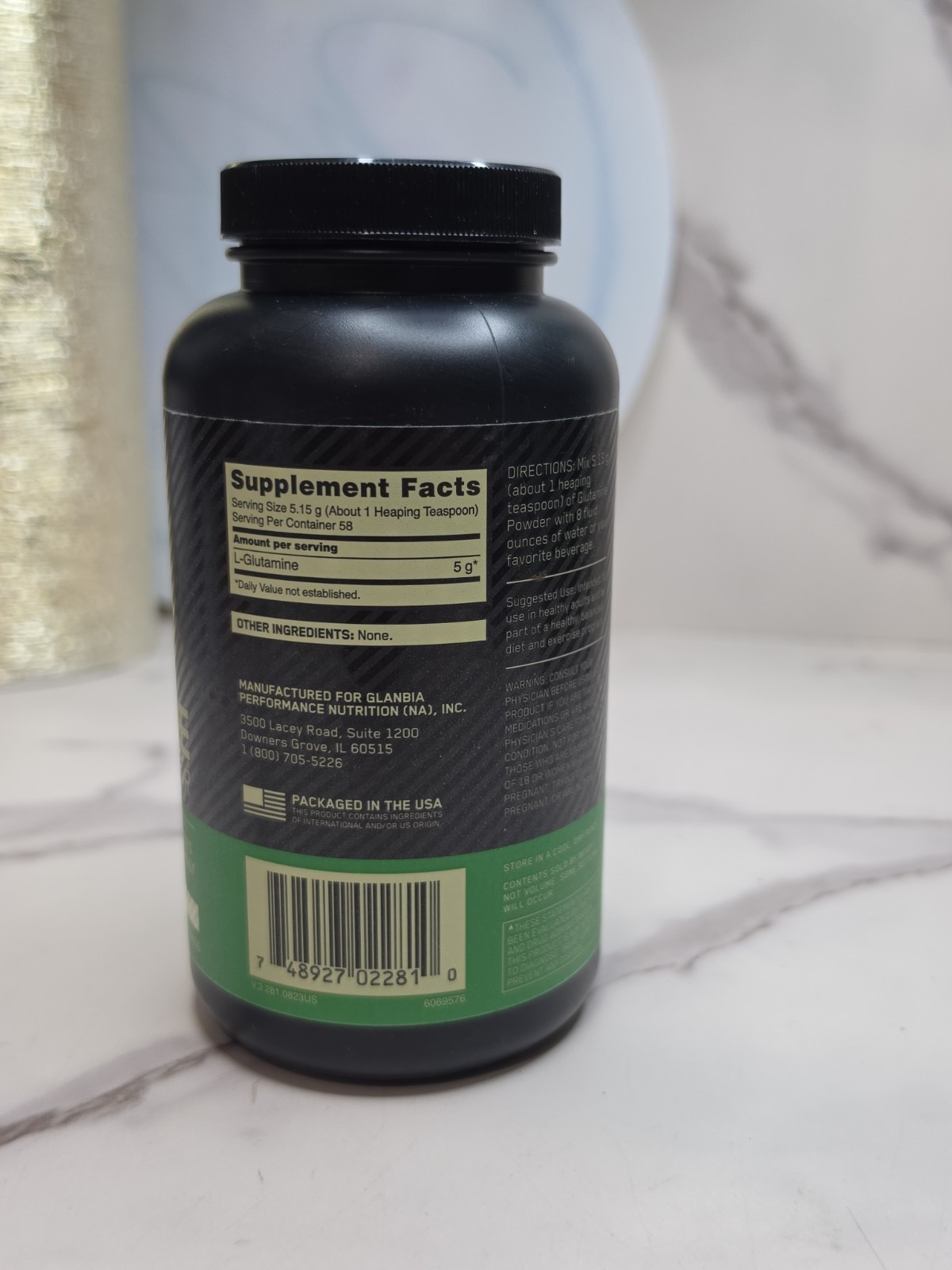 Optimum Nutrition ON Glutamine Powder Unflavored 10.58 oz (300 g) Exp 02/2028