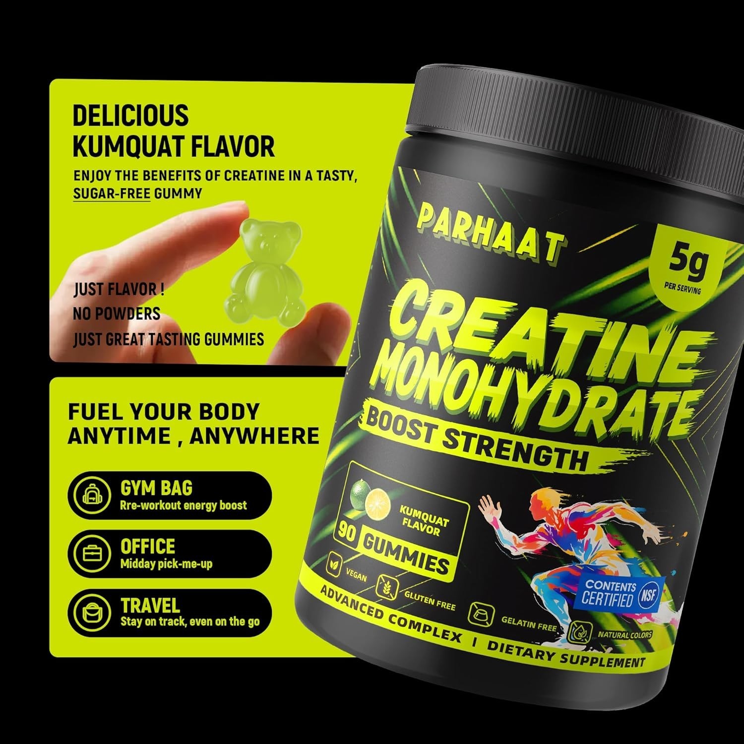 Parhaat NSF Certified Creatine Gummy – Creatine Monohydrate Gummies 5g