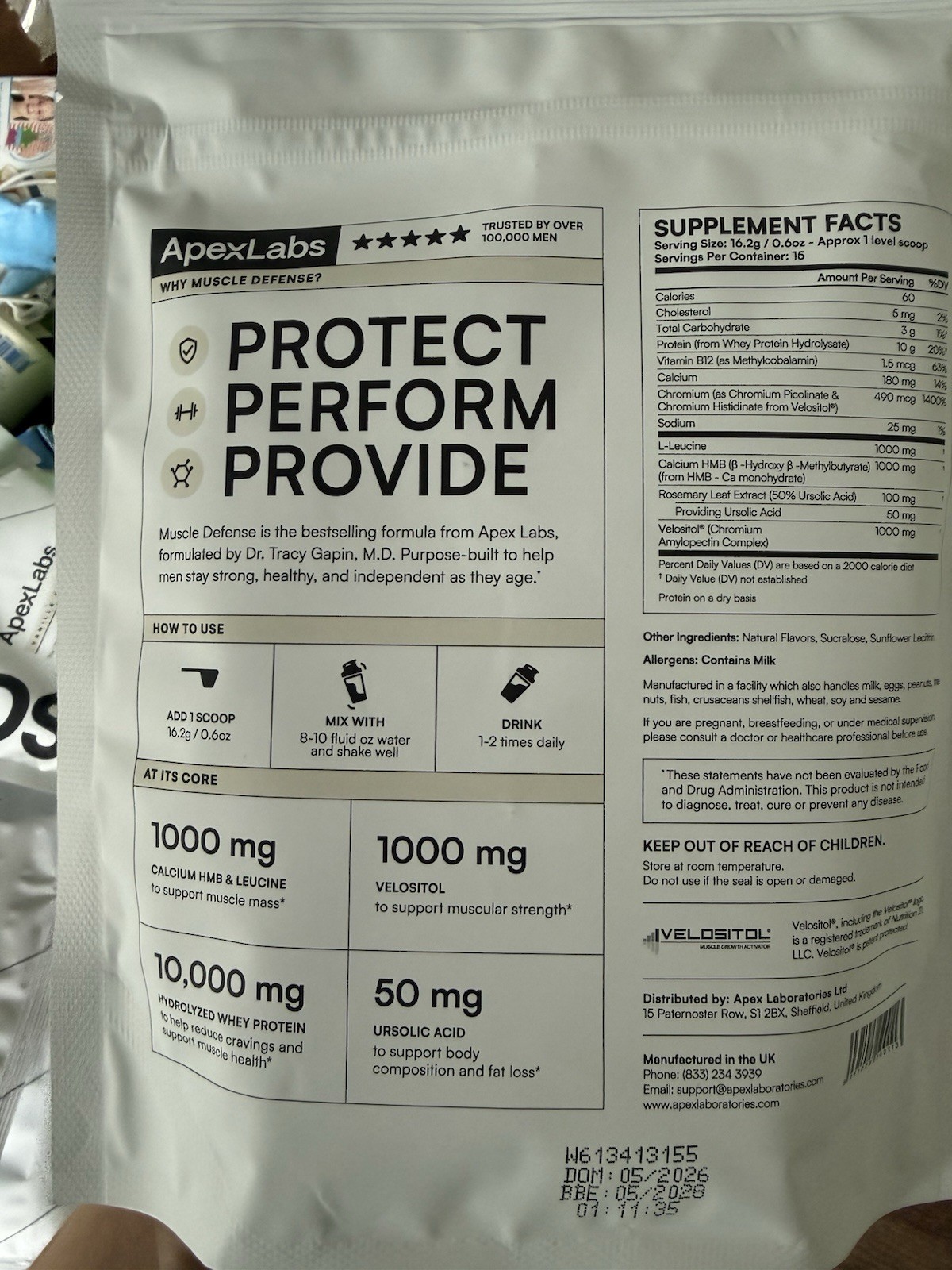 ApexLabs Muscle Defense Vanilla Hydrolyzed High Protein Powder 8.57 oz