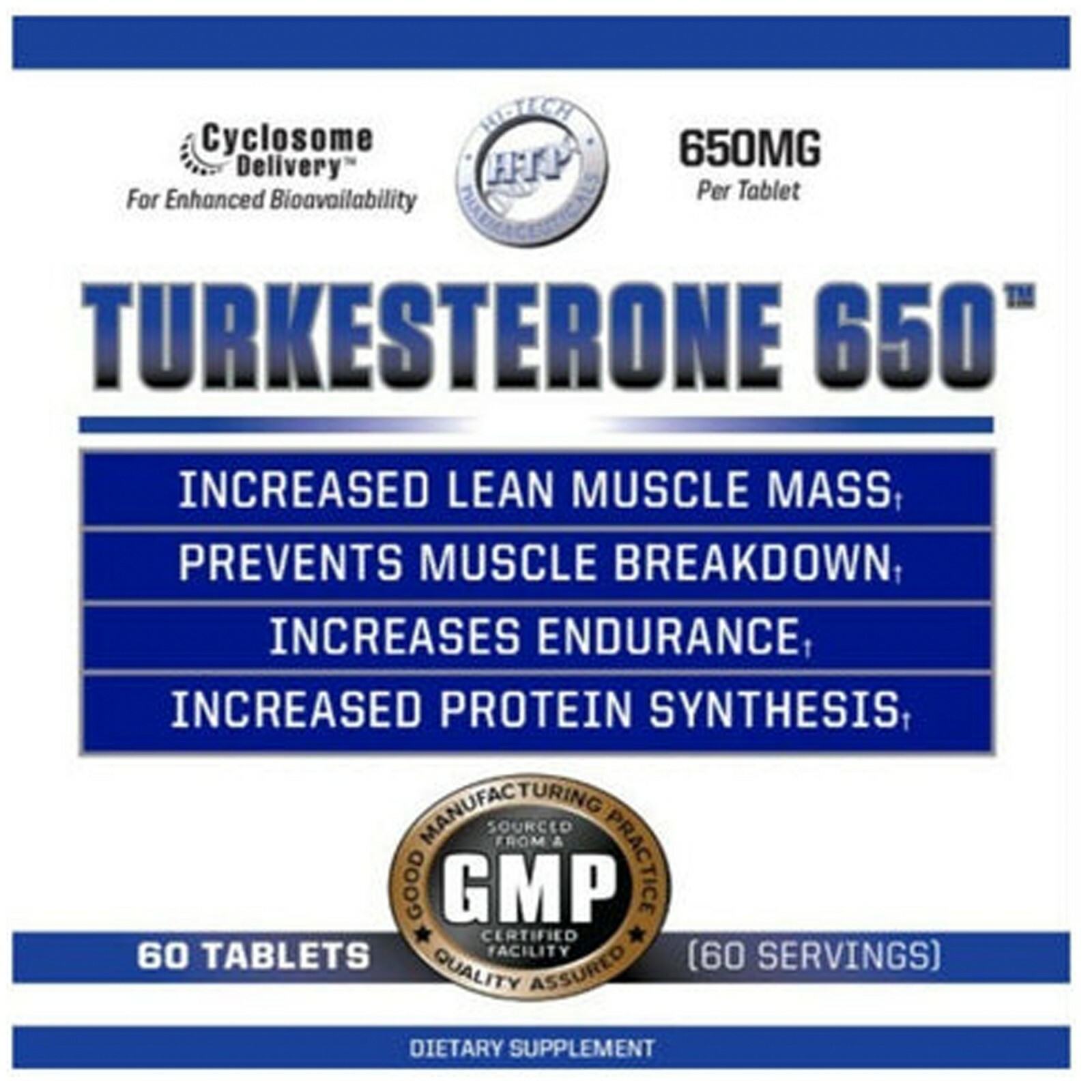 2 Bottles Hi-Tech Pharmaceuticals Turkesterone 650 60 tablets each bottle