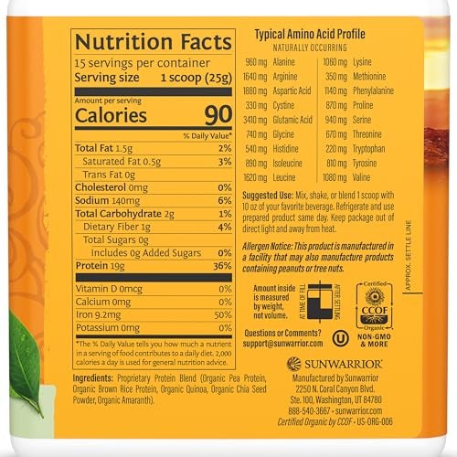 Sunwarrior Organic Classic Plus Natural, 375 GR