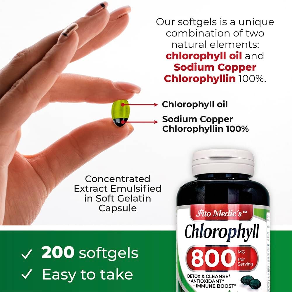 FITO MEDIC’S Lab – Chlorophyll – Pure – 800 mg per Serving- 200 Softgels -…
