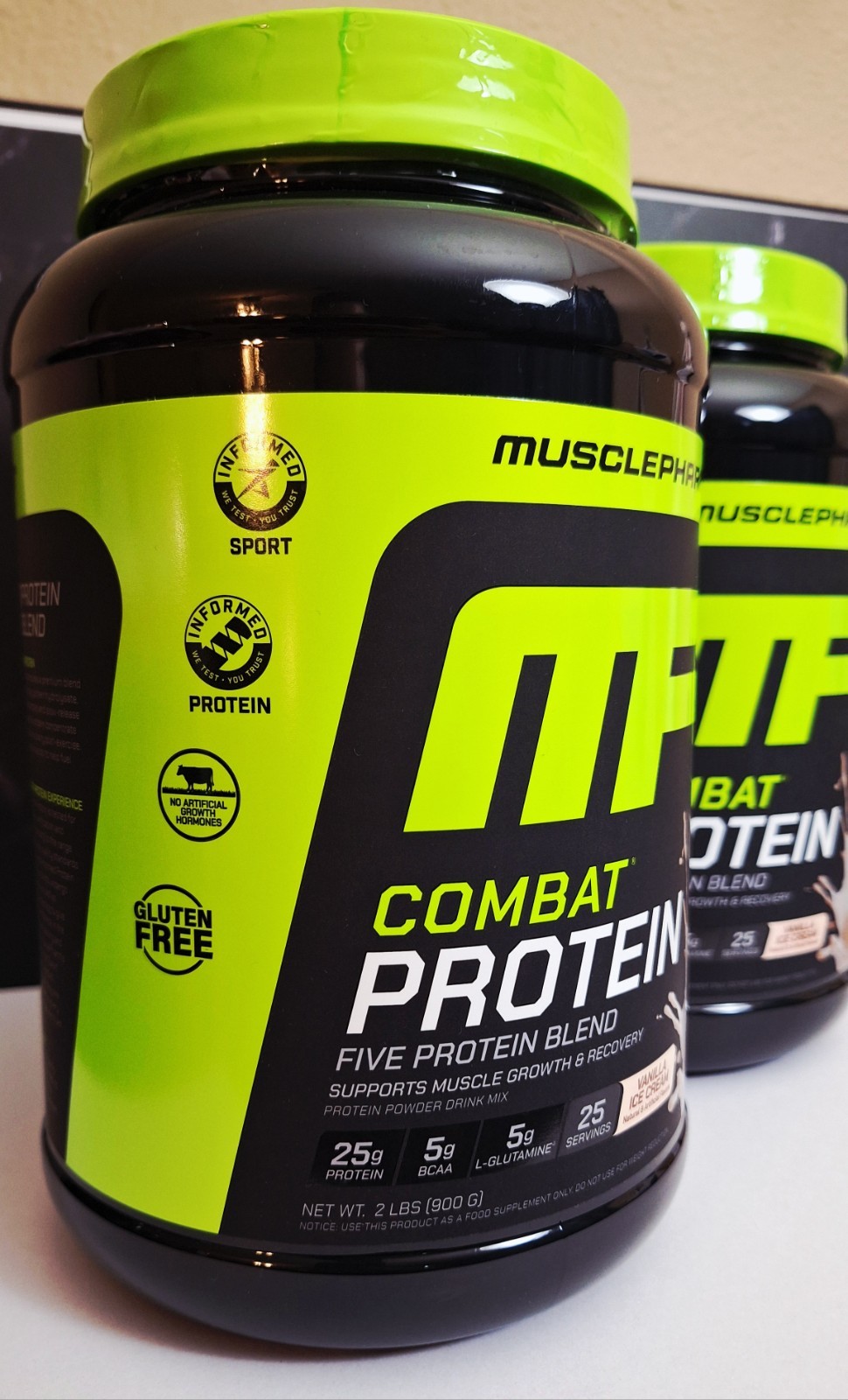 MusclePharm 5-Blend Combat Protein, Vanilla Ice Cream🍦, 25 Servings, 11/2028✨