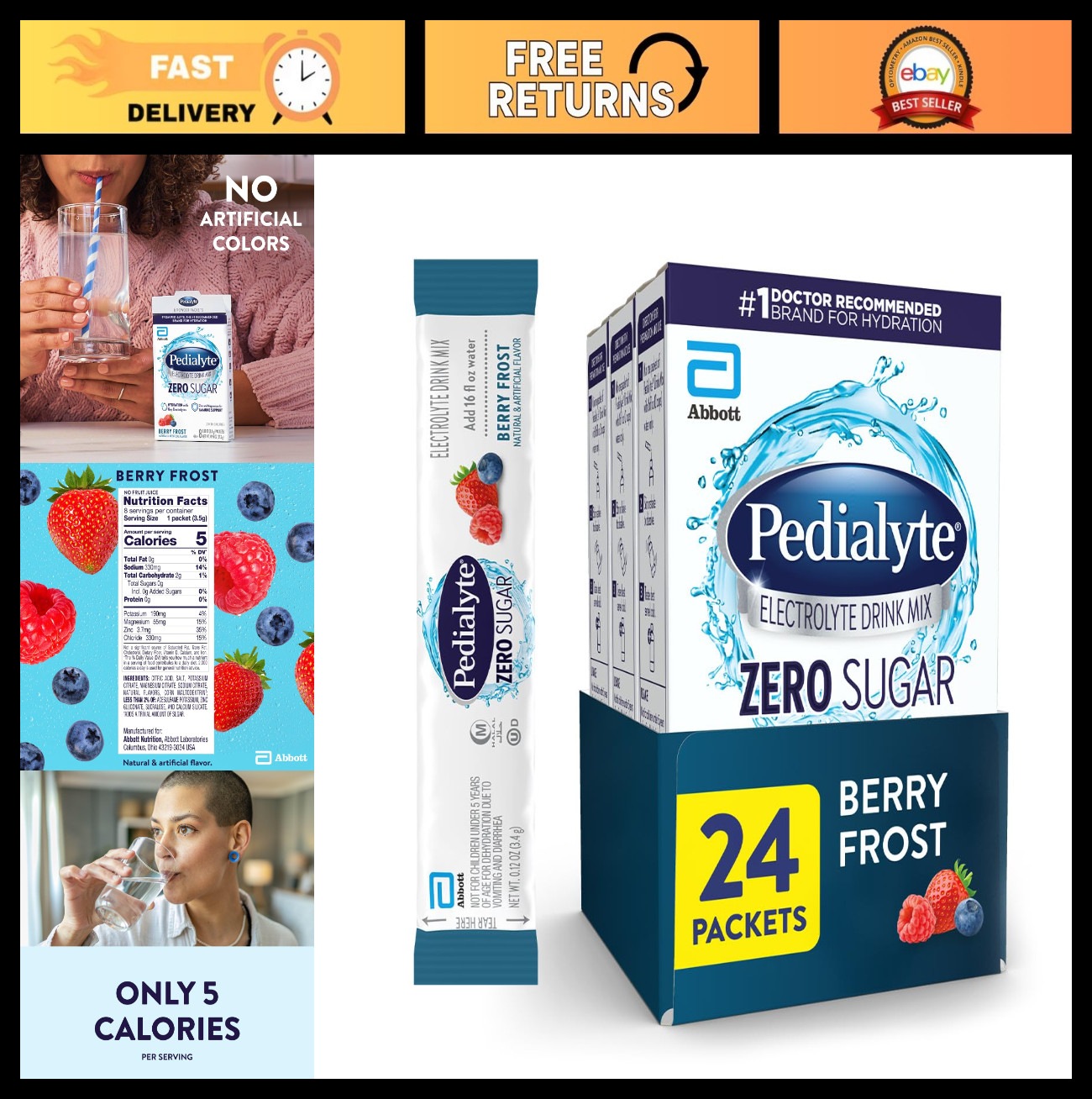 Electrolyte Drink Mix Zero Sugar | Hydration Powder with Key Electrolytes | Berr