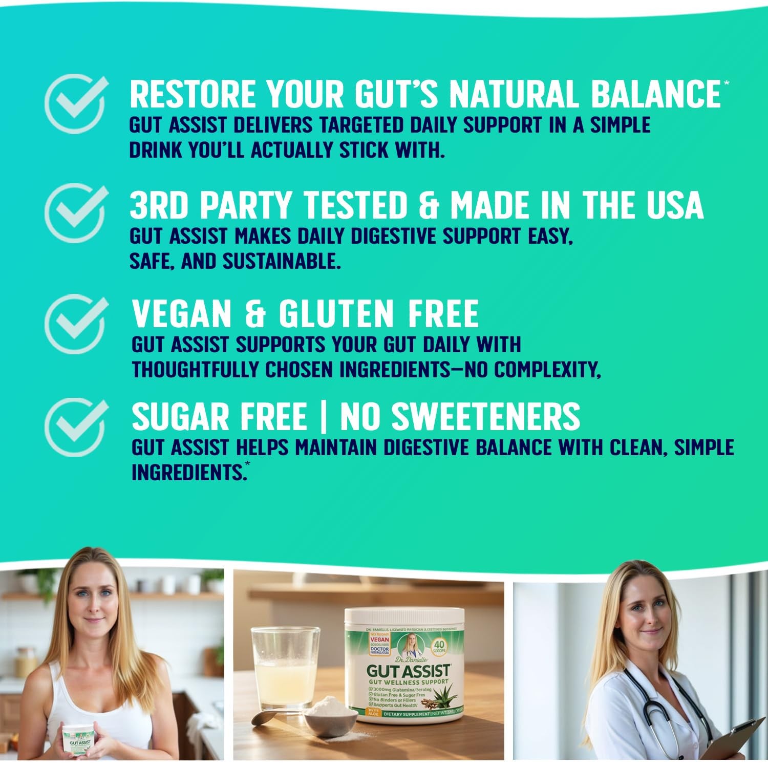 Leaky Gut Support Powder | L-Glutamine Gut Lining Digestive Drink Mix | Glute…