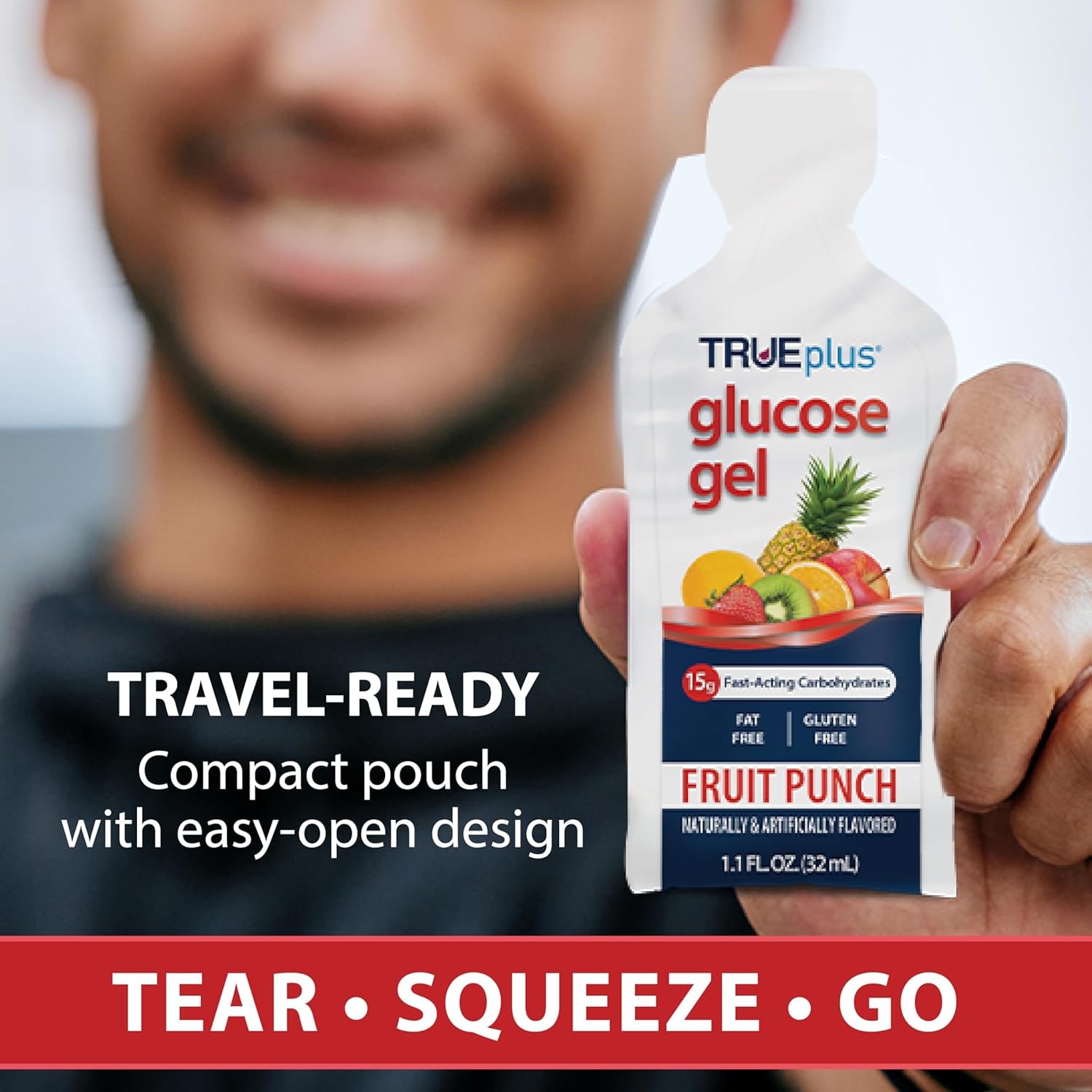 TRUEplus Glucose Gel Pouch, Fruit Punch Flavor, 15g 6-Pack (1 x 6-ct)