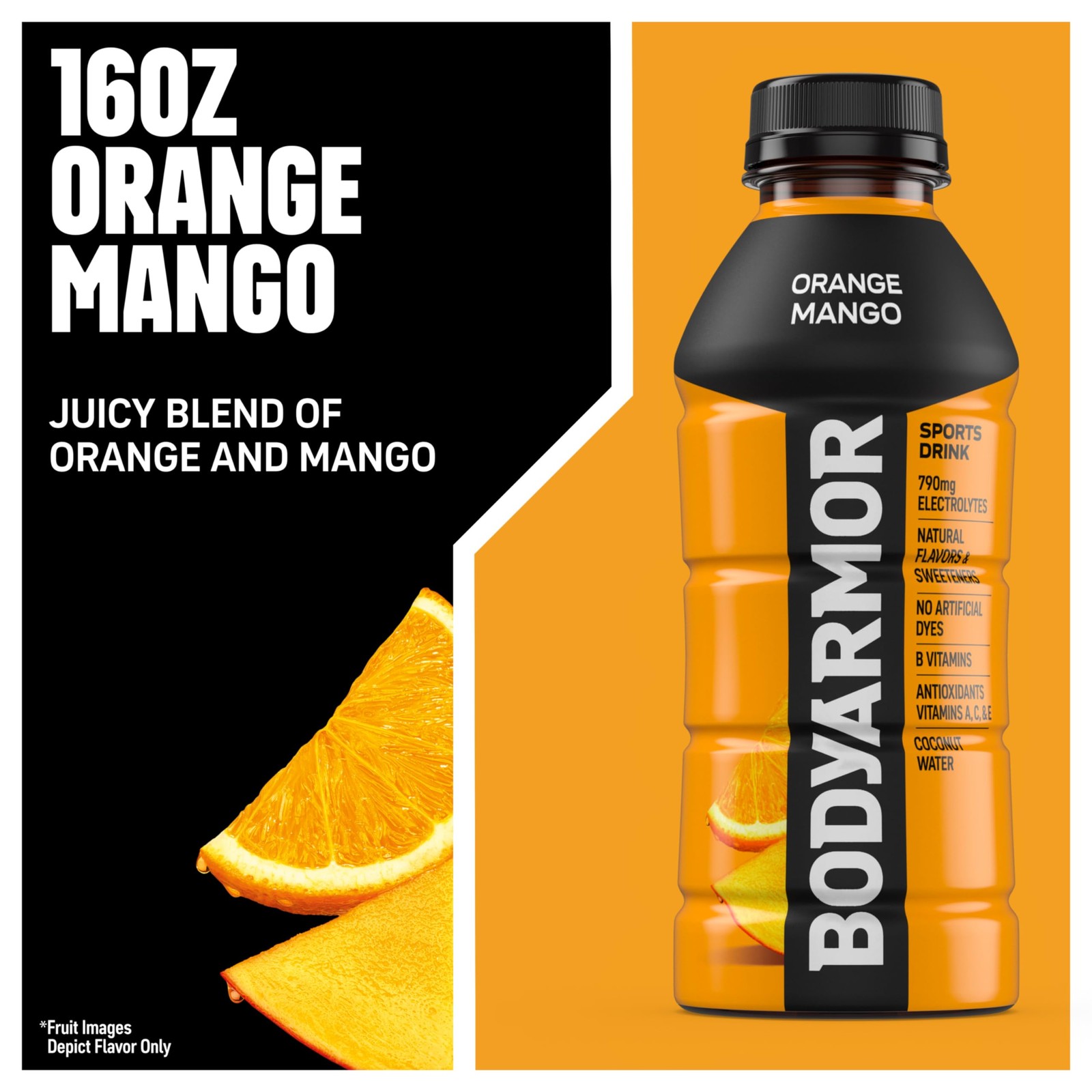BODYARMOR Sports Drink Beverage, Orange Mango, 16 Ounce (Pack of 12)
