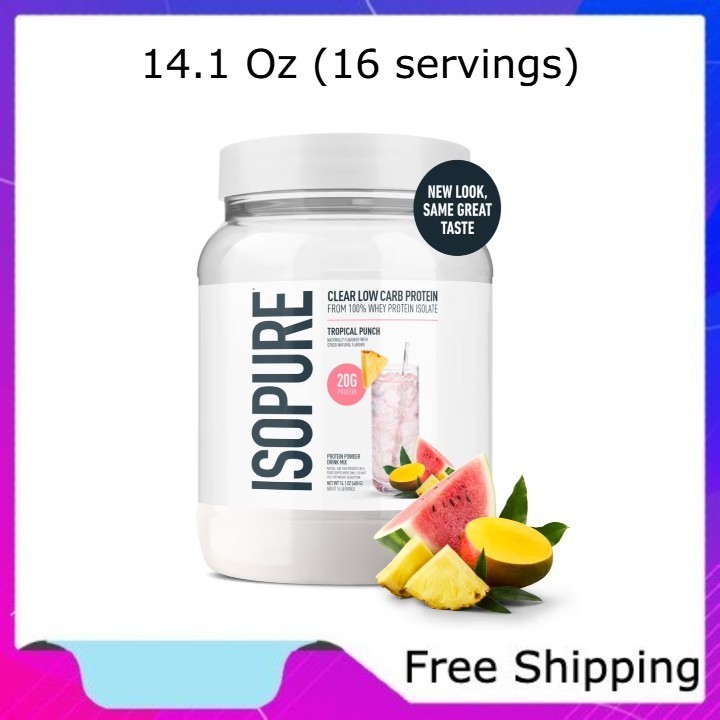 Isopure Clear Low Carb 100% Whey Protein Isolate Powder, Tropical Punch