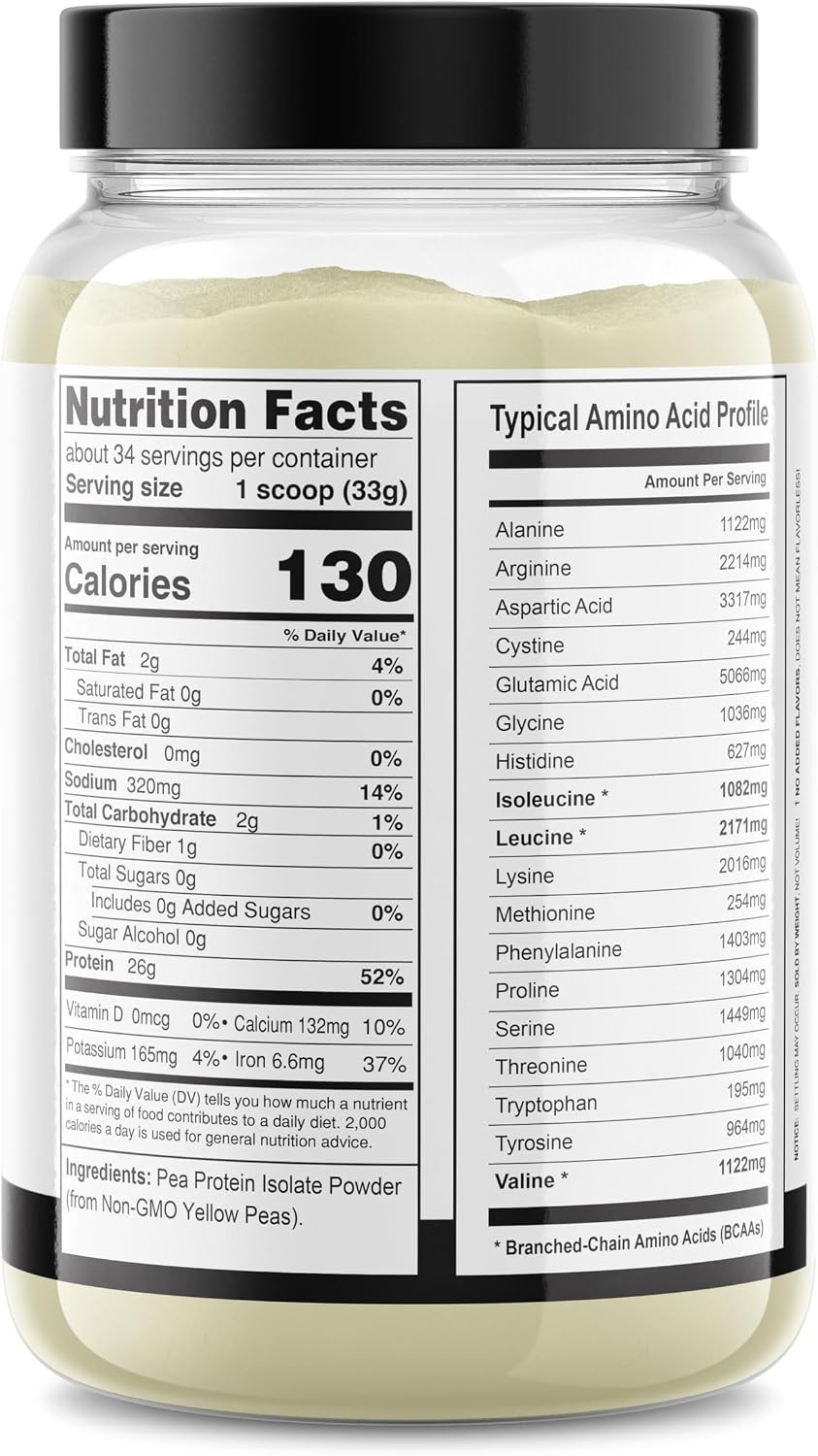 Plant-Based Pea Protein Isolate, Unflavored