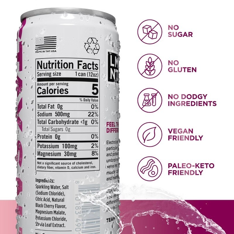 Zero Sugar Black Cherry Sparkling Electrolyte Drink – 4pk/12 fl oz Cans