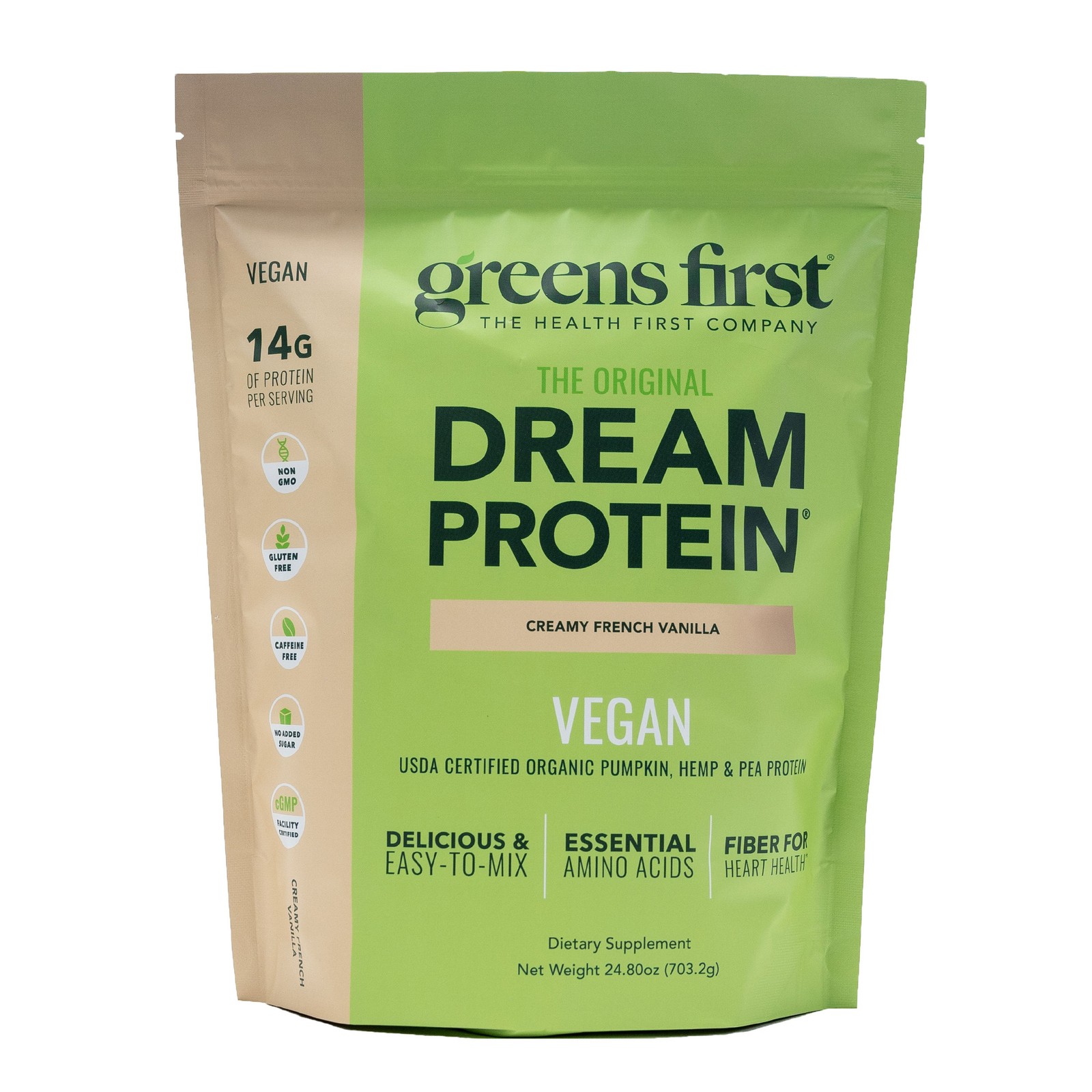 Greens First Dream Protein Plant-Based Vegan Powder – USDA Organic Pumpkin, Hemp