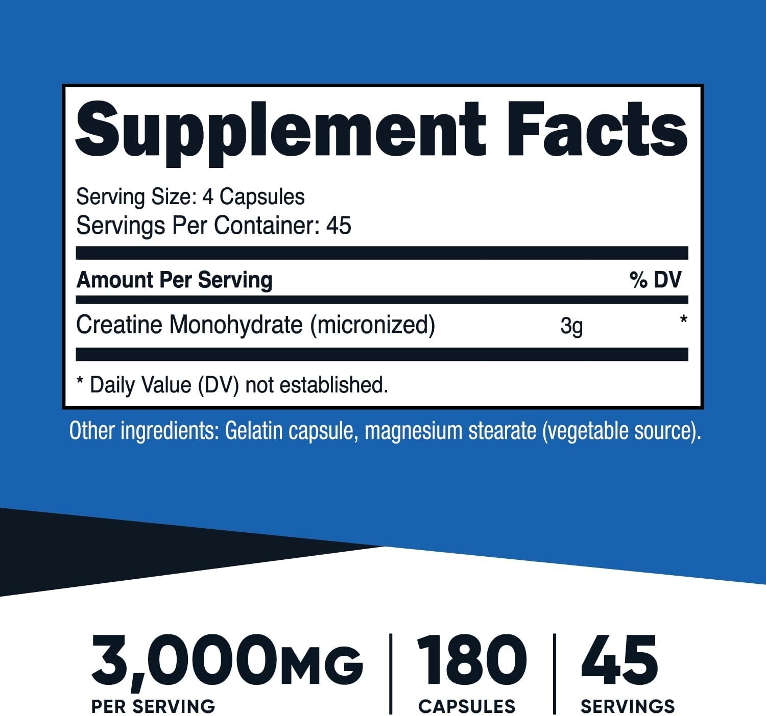 Nutricost Creatine Monohydrate 3,000mg, 180 Capsules (750mg Per Capsule)