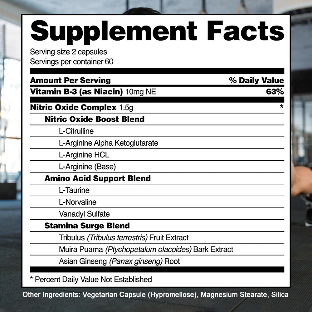 Nitric Oxide Booster Supplement – L-Arginine, L-Citrulline 1500mg – Muscle Gain